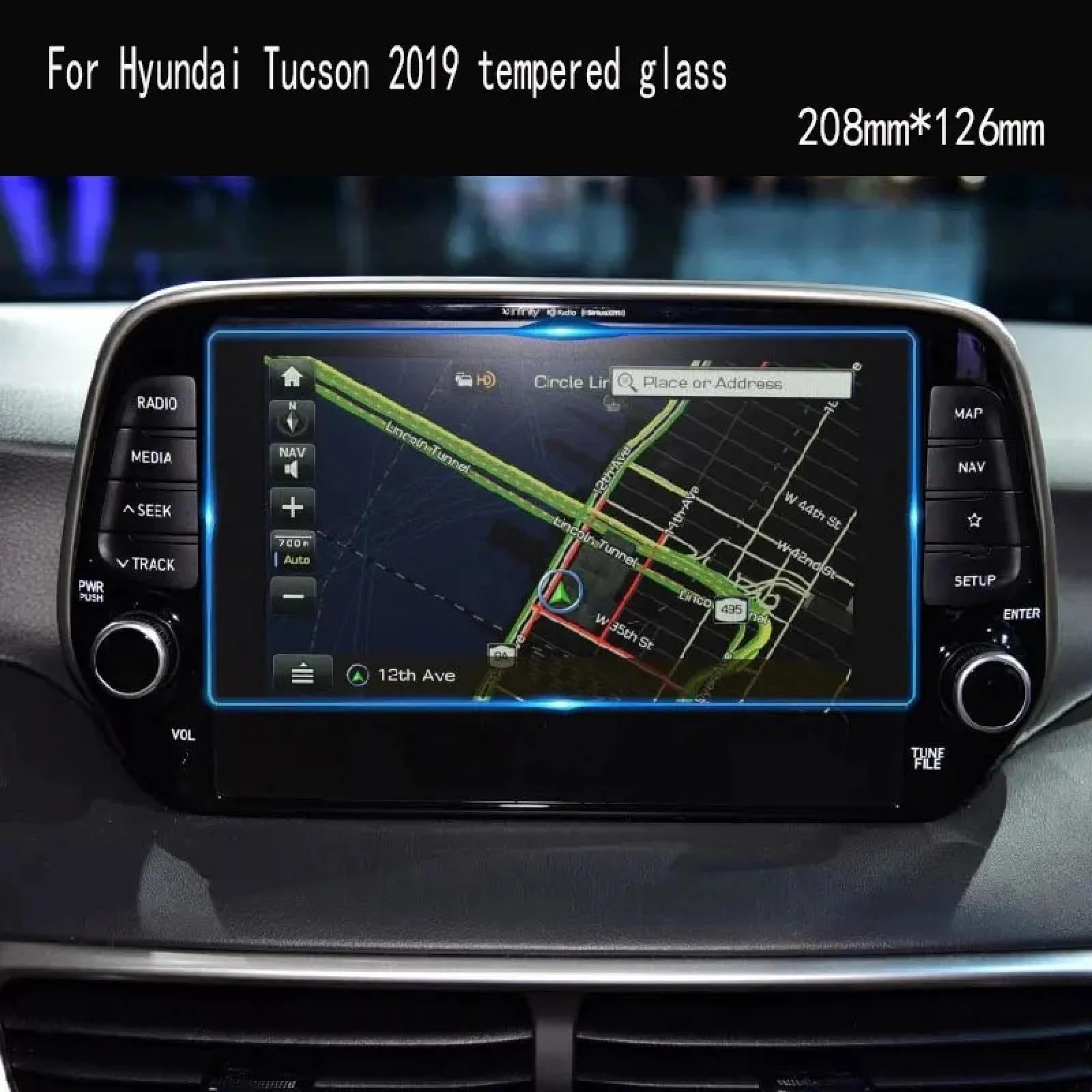 FQUIPCLU Navigation Schutzfolie Für Hyundai Tucson Displayschutzfolie aus gehärtetem Glas, Auto-GPS-Navigation, Touchscreen-Film (208 x 126 mm) von FQUIPCLU