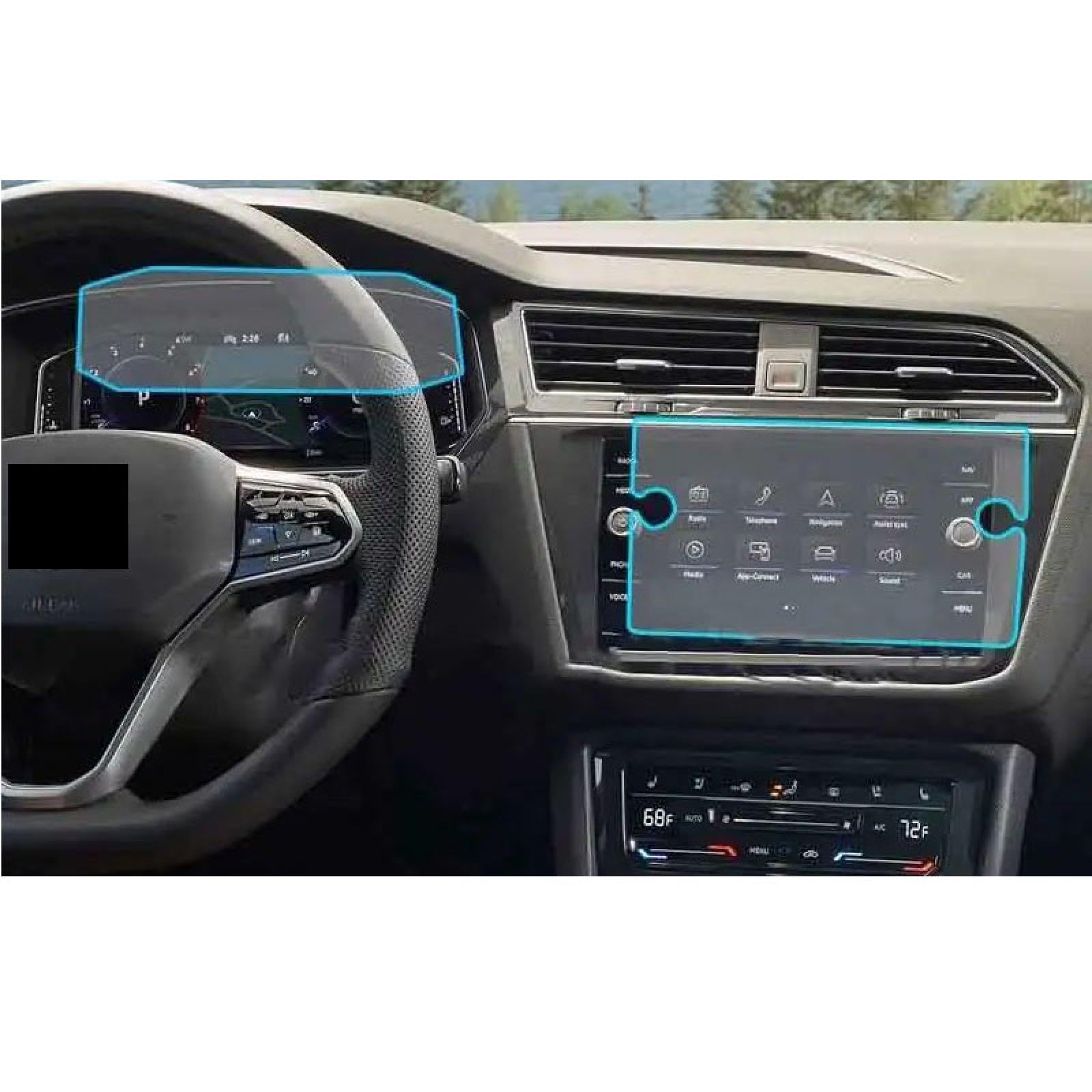 FQUIPCLU Navigation Schutzfolie Für VW Tiguan 2021 2022 Auto-Navigations-Armaturenbrett, gehärtetes Glas, LCD-Bildschirmschutzfolie (1 Satz) von FQUIPCLU