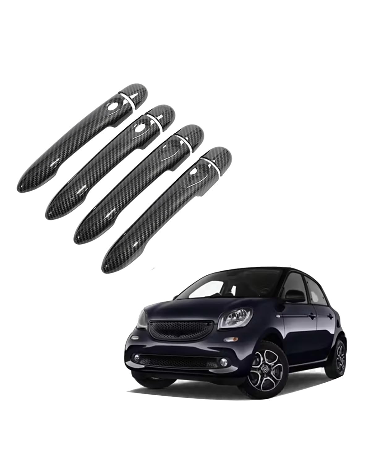 Auto Türgriff Auto-Außentürgriff-Abdeckungsverkleidung Für Benz Für Smart 453 2016-2021 Auto-Außengriff, Glänzend Schwarz Türgriff Außen(Carbon Fiber Pattern) von FQYYWL