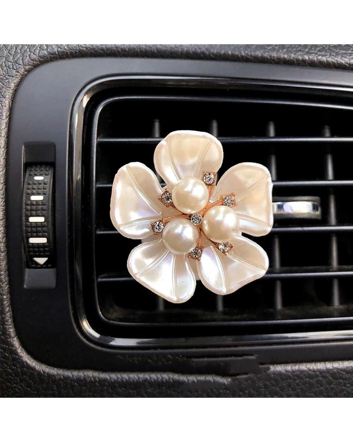 Car Perfum Auto Outlet Vent Parfüm Clip Perle Blütenblätter Klimaanlage Aromatherapie Clip Auto Innen Dekoration Liefert Lufterfrischer Lufterfrischer(Platinum-Five Petal) von FQYYWL