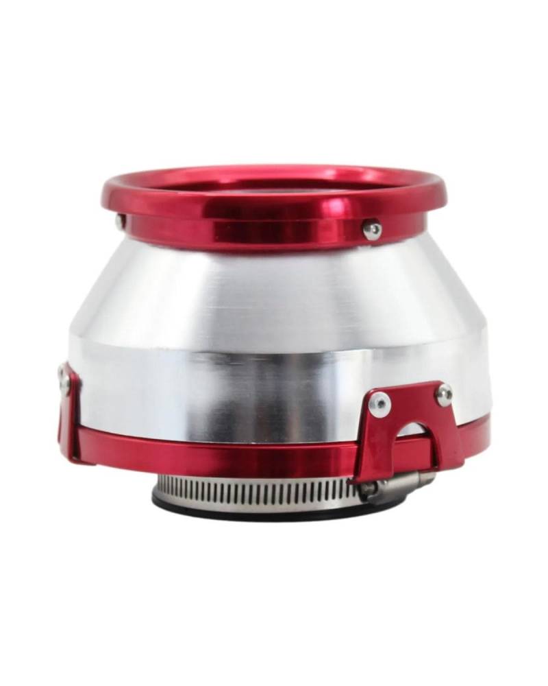 Luftfilter Luftfilter Kaltlufteinlass Universal Kit Kegel Sport Racing Filter Performance Motor 76mm Aluminium Abdeckung Autoluftfilter(76MM-Red) von FQYYWL