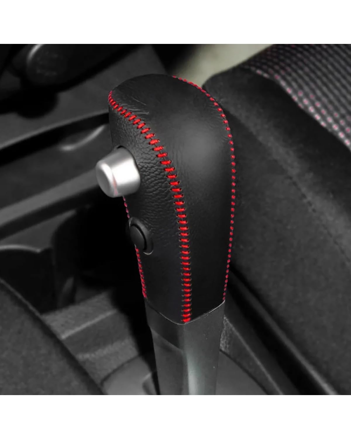 Schaltknauf Für Tiida 2005 200 2007 2008 2009 Automatischer Schaltknauf Fall Schwarzes Leder Auto Getriebekopf Schaltmanschetten Abdeckung Shift knob(Red Line) von FQYYWL