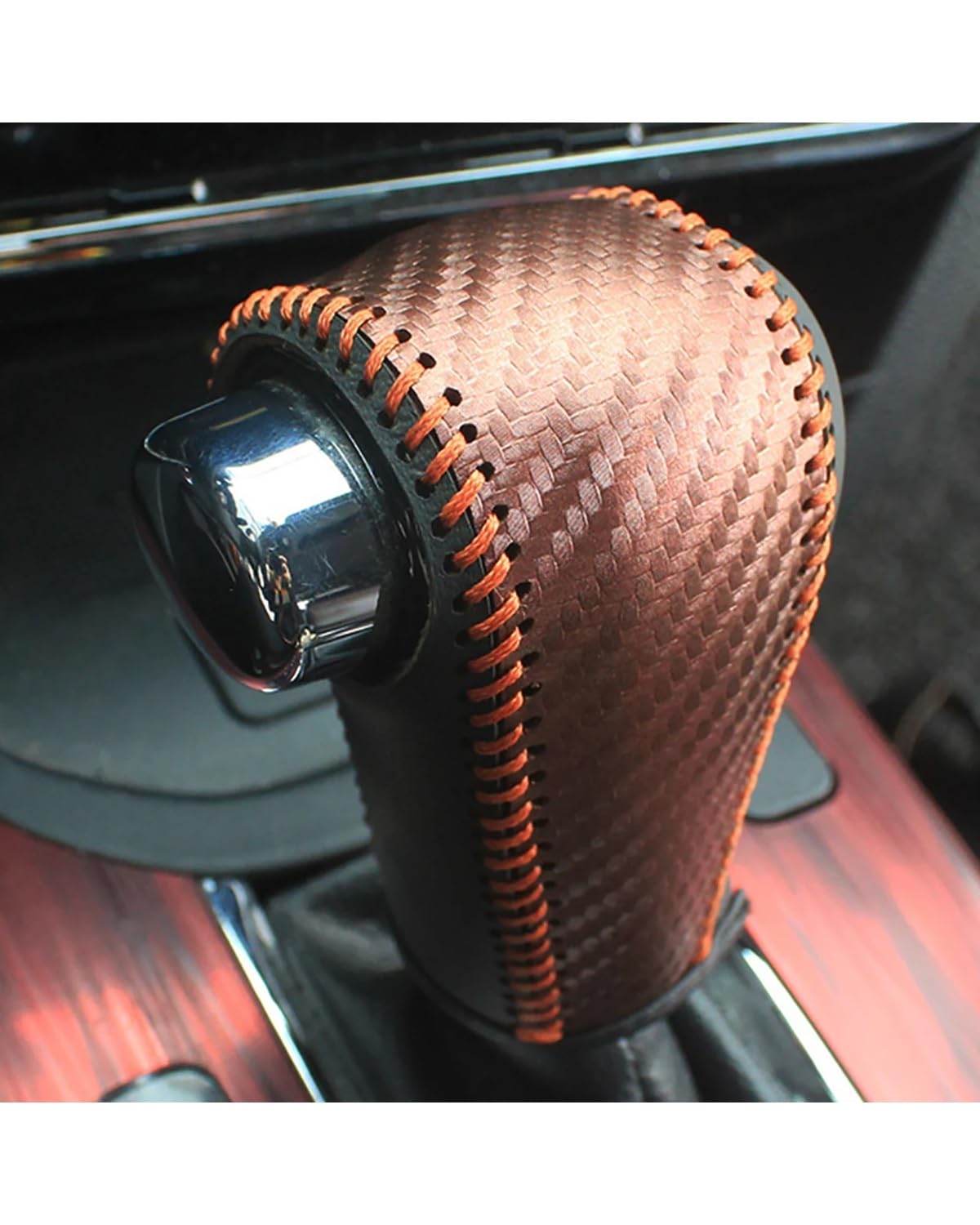 Schaltknauf Für Vezel Für HRV HR-V 2014-2020 at Schalthebelmanschetten Schutzhüllen Auto Lederkopf Schaltknauf Schutzabdeckung Shift knob(Carbon Fiber Brown) von FQYYWL