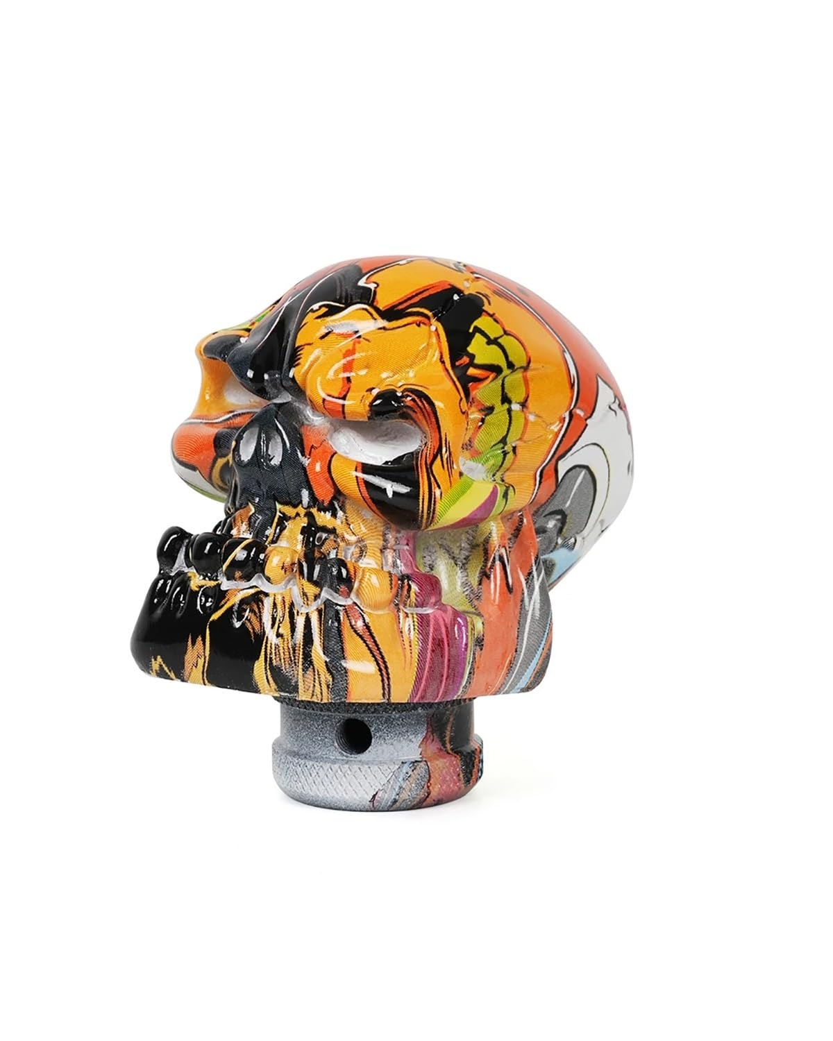 Schaltknauf Manueller Auto-Schaltknauf In Totenkopfform Kunstharz Graffiti Gemischtes Muster Schalthebelgriff Shift knob(Orange) von FQYYWL