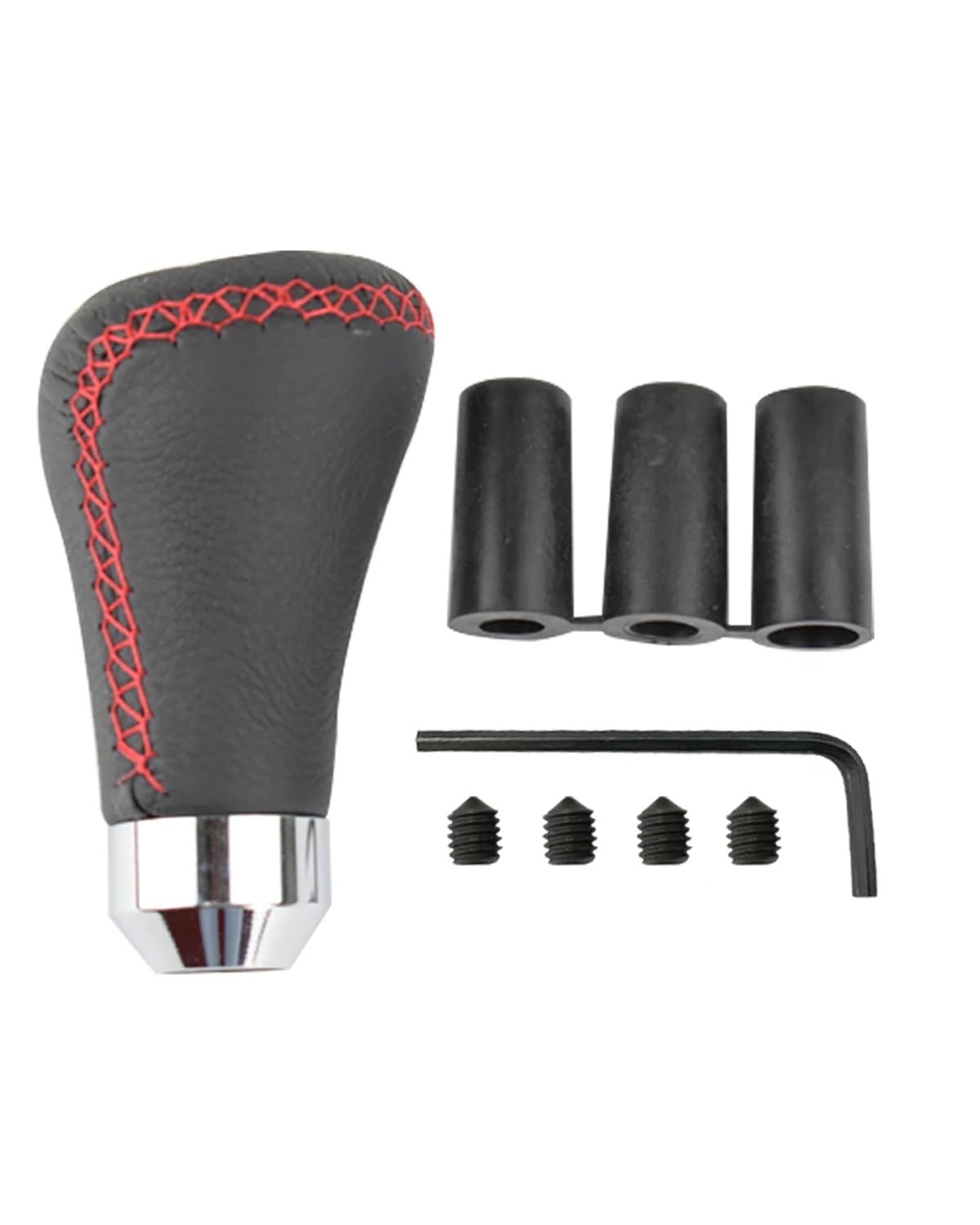 Schaltknauf Universal 5 Gang Manuell Leder Rot Stich Auto Schalthebel Schaltknauf Schalthebel Stift Ersatz Schalthebel Auto Innen Teile Shift knob von FQYYWL