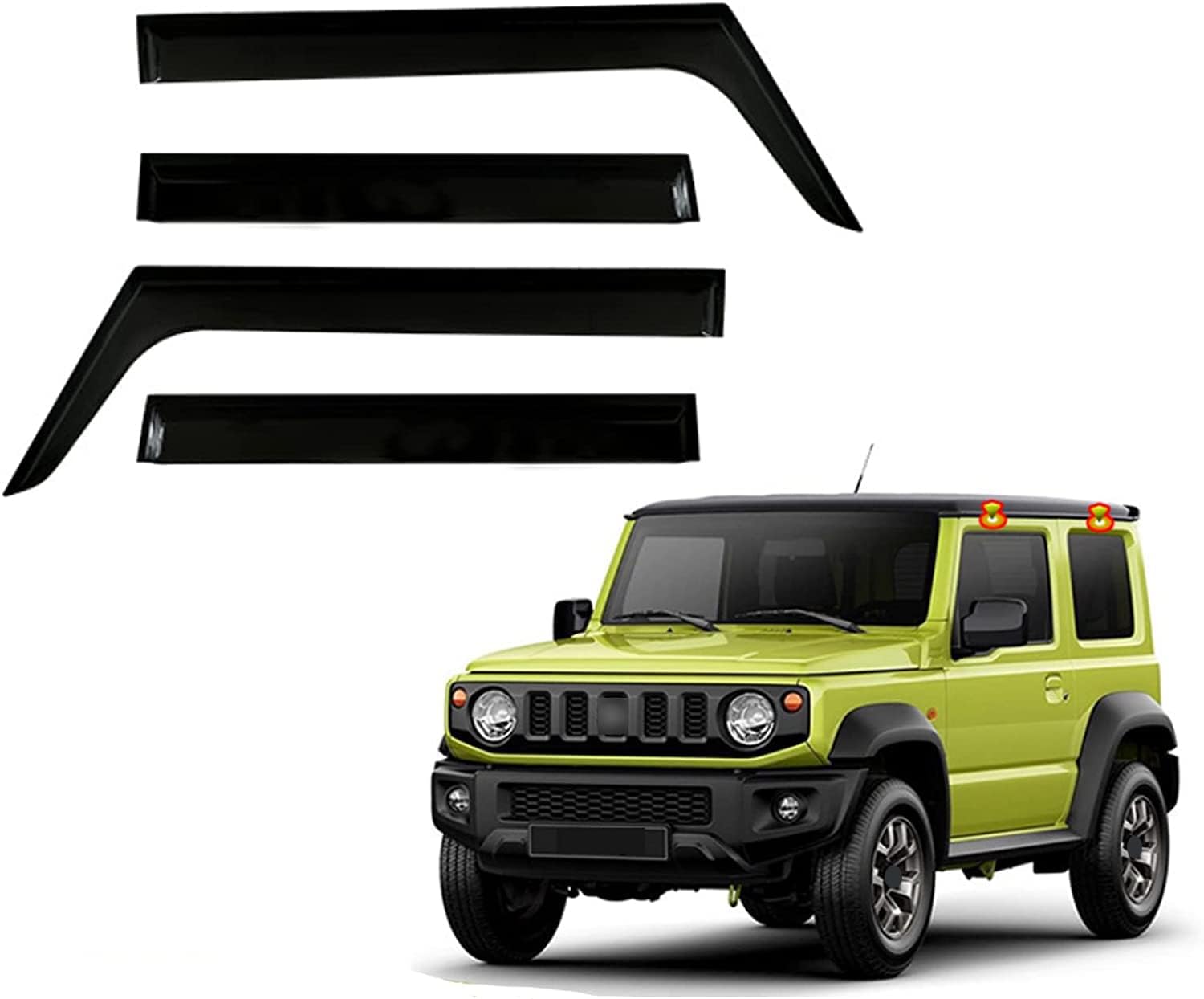 Auto Fenster Wind Deflektoren Visier für Jimny MK4 JB64W JB74W 2019, Auto Seitenfenster Belüftete Visiere Regenschutz Zubehör Tür Fenster Guard Abdeckung von FQYZJDCZ