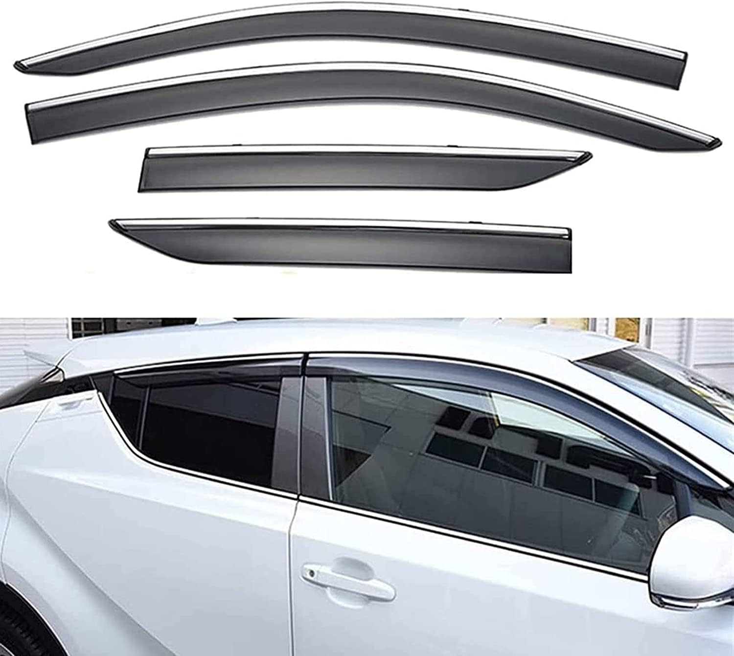 Auto Fenster Wind Deflektoren Visier für Toyota C-HR 2017 2018, Auto Seitenfenster Belüftete Visiere Regenschutz Zubehör Tür Fenster Guard Abdeckung von FQYZJDCZ