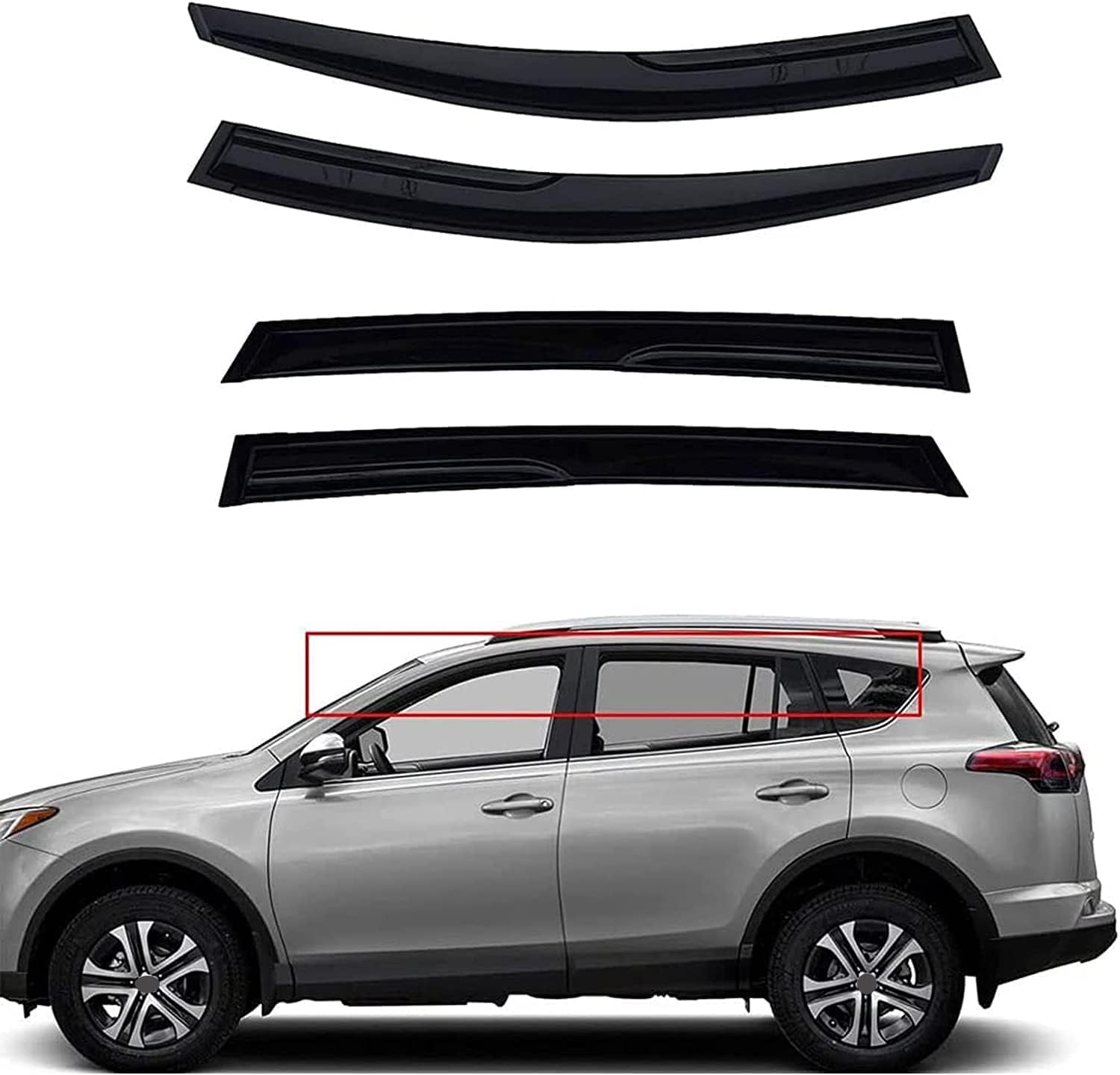 Auto Fenster Wind Deflektoren Visier für Toyota RAV4 2013-2018, Auto Seitenfenster Belüftete Visiere Regenschutz Zubehör Tür Fenster Guard Abdeckung von FQYZJDCZ