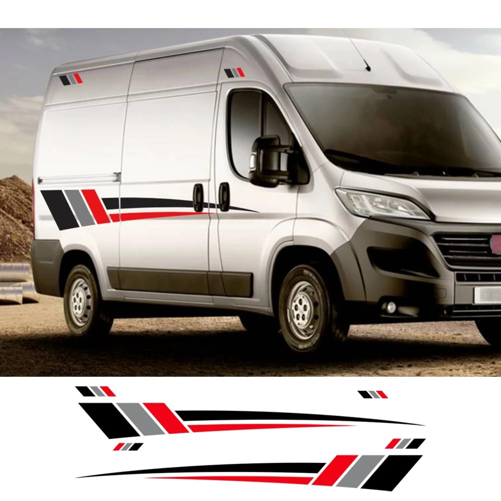 Van Camper Karosserieseitenaufkleber, für Peugeot Boxer, für Citroen Jumper, für FIAT Ducato Wohnmobil Streifen Grafikaufkleber Autozubehör von FRALHQFL