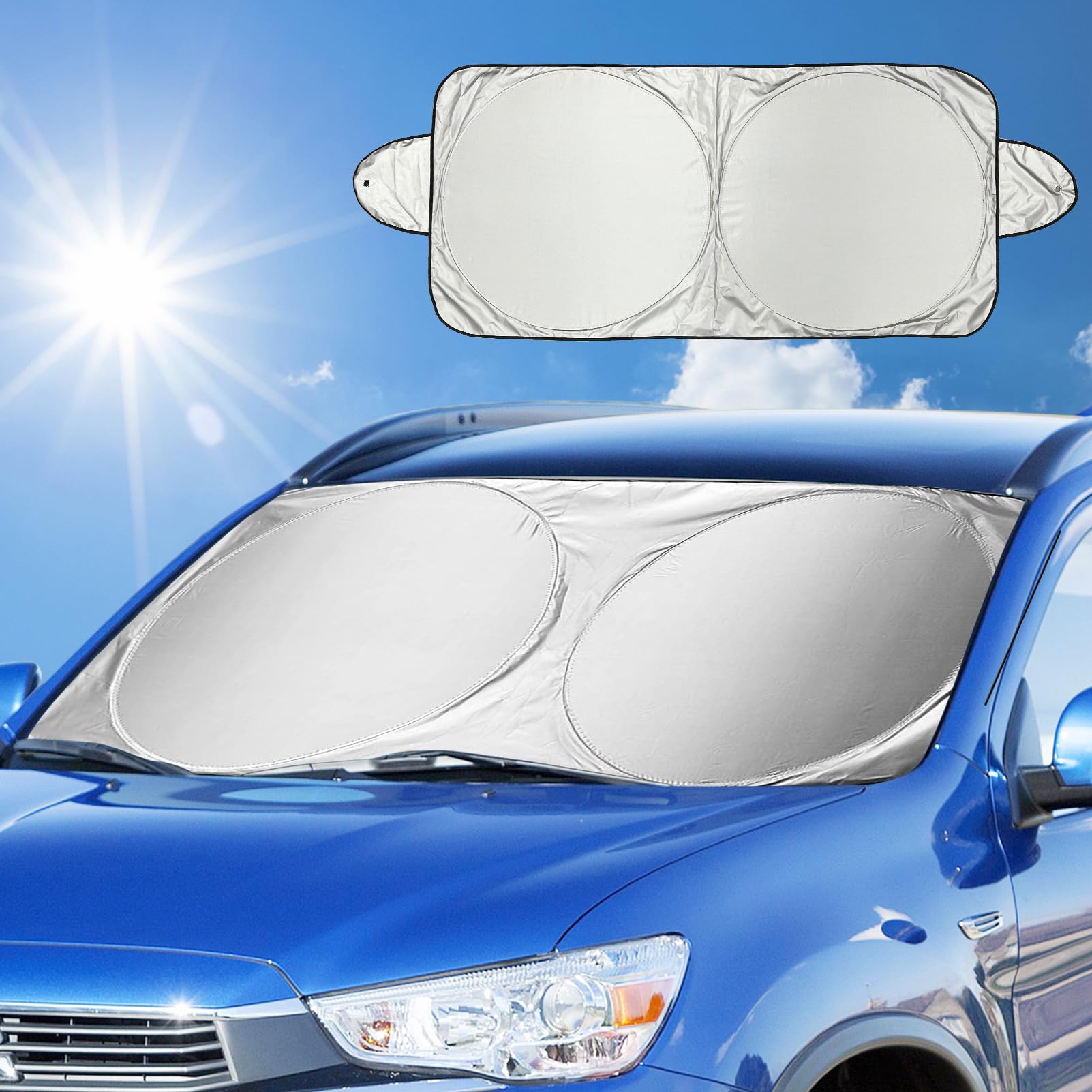 Sonnenschutz Auto Frontscheibe, FRECOO Sonnenschutz für das Auto Frontscheibenabdeckung Windschutz für Frontscheibe Sonnenschutz, UV-Reflexion, faltbar, 150 * 70cm von FRECOO