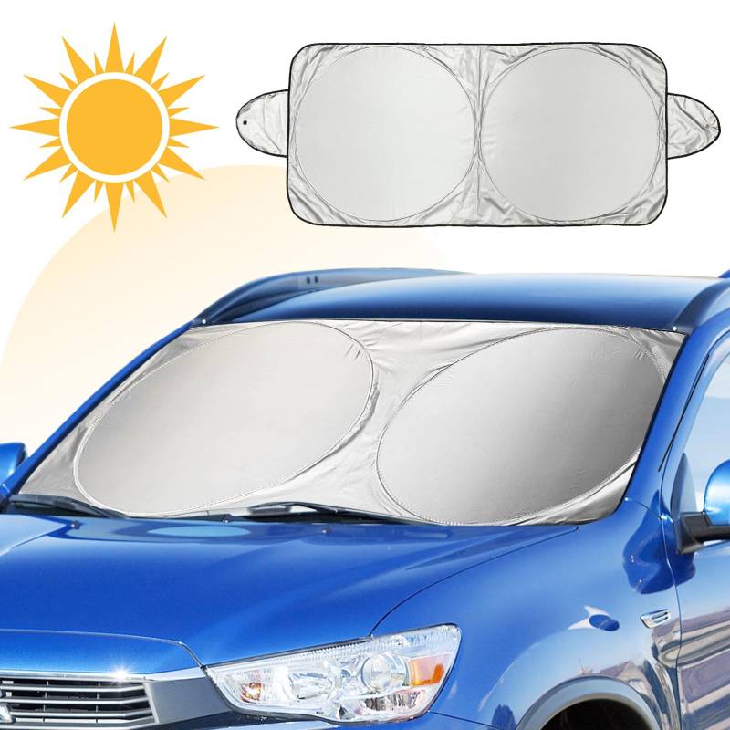 Sonnenschutz Auto Frontscheibe, FRECOO Sonnenschutz für das Auto Frontscheibenabdeckung Windschutz für Frontscheibe Sonnenschutz, UV-Reflexion, faltbar, 160 * 80cm von FRECOO