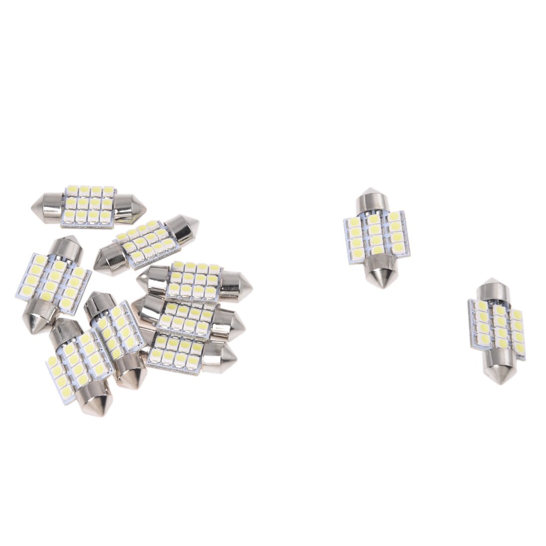 FREDY 10 x LED-Leuchtmittel, 12 LEDs, SMD, Weiß, 31 mm von FREDY