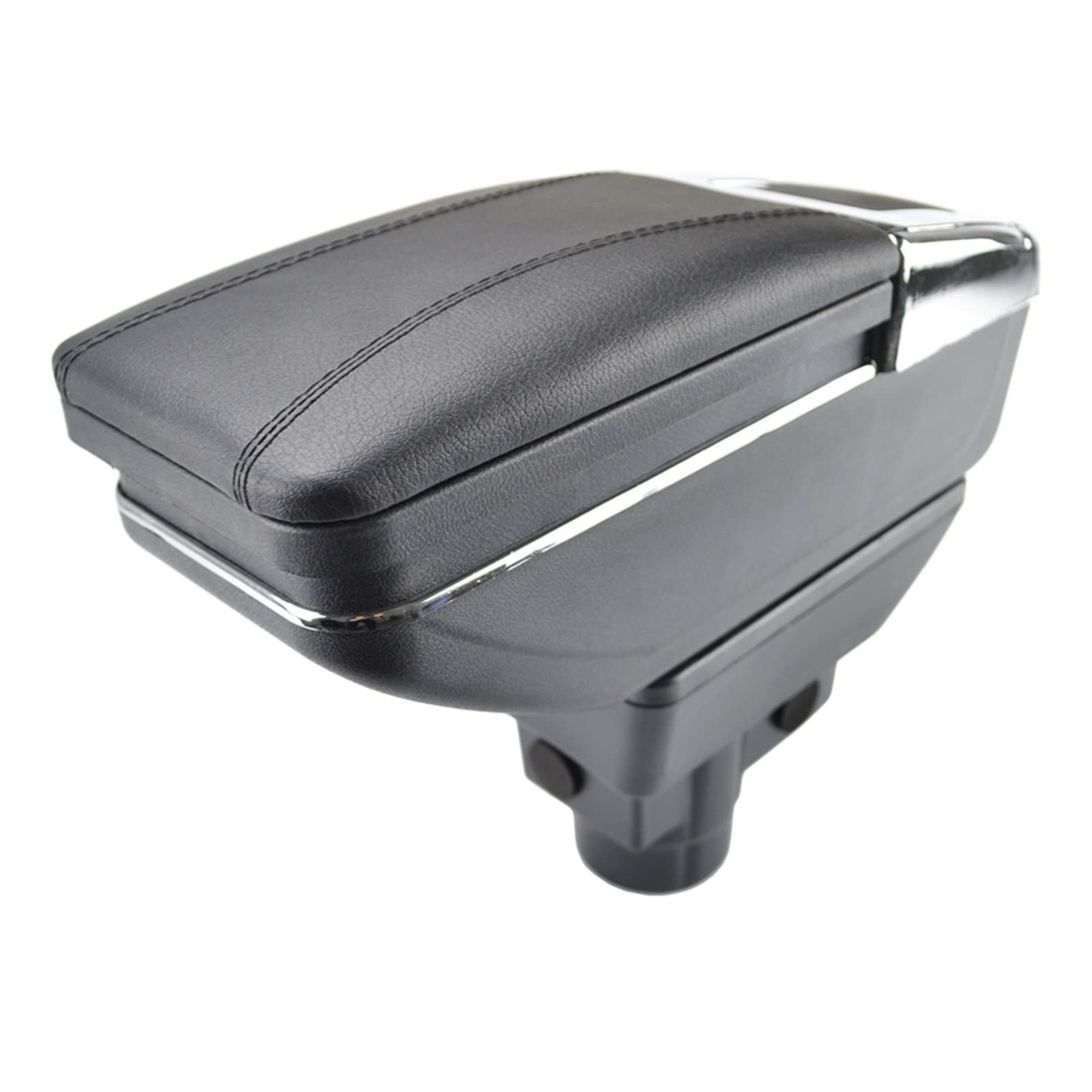 Auto-Armlehnen-Organizer Aufbewahrungsbox für Opel für Vauxhall für Corsa 2006–2014, drehbare Armlehne, schwarzes Leder, Auto-Styling-Dekoration 2012 2013(Black Thread) von FREERAY