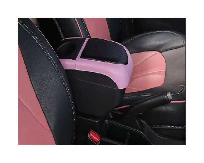 Auto-Armlehnen-Organizer Auto Armlehnenbox Mittelarmlehnenbox Nachrüstung USB Getränkehalter Autoinnenausstattung für Toyota Aygo X 2022(Black-pink) von FREERAY