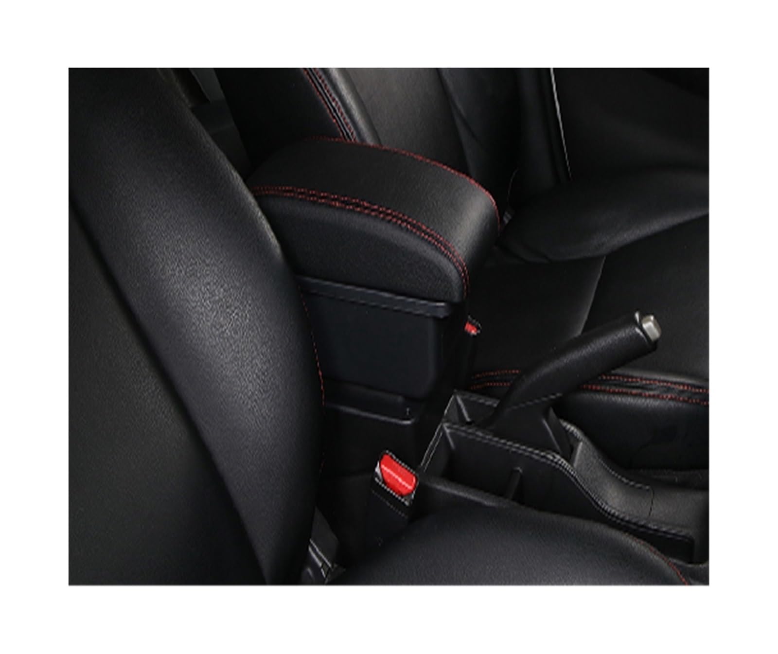 Auto-Armlehnen-Organizer Auto-Armlehnenbox für mit multifunktionaler Unterstützung, PU-Weichkissen, Innenausstattung, Nachrüstteile, USB für Suzuki Ignis 2005-2022(C1 Black red 7USB) von FREERAY