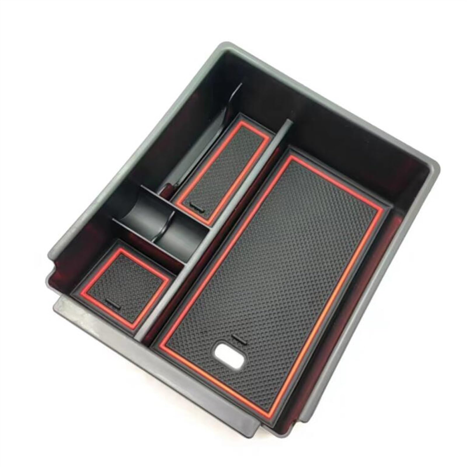 Auto-Armlehnen-Organizer Auto Zentrale Armlehne ABS Sekundäre Lagerung Box Center Konsole Organizer Fach für Hyundai für Tucson L 2021(With Red Mat) von FREERAY