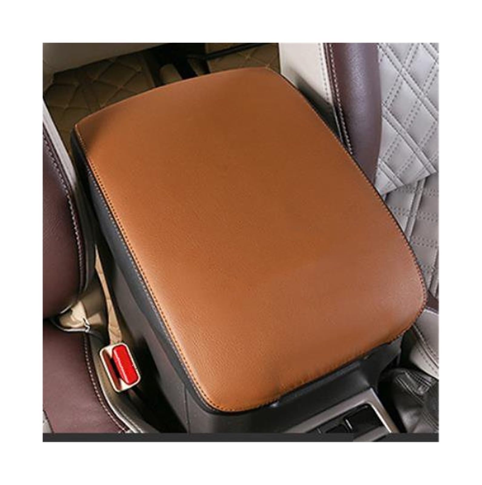 Auto-Armlehnen-Organizer Für Toyota für Land für Cruiser Prado 2010-2021 Mikrofaser Leder Center Armlehne Abdeckung Auto Innen(Braun) von FREERAY