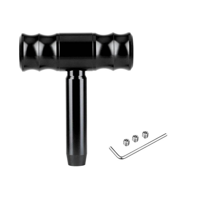 Rückspiegelabdeckung Kappe Universal Auto Auto T Form Flugzeug Joystick Schaltknauf 114mm Aluminium Legierung Schalthebel Schalthebel Stick Hebel Kopf(Schwarz) von FREERAY