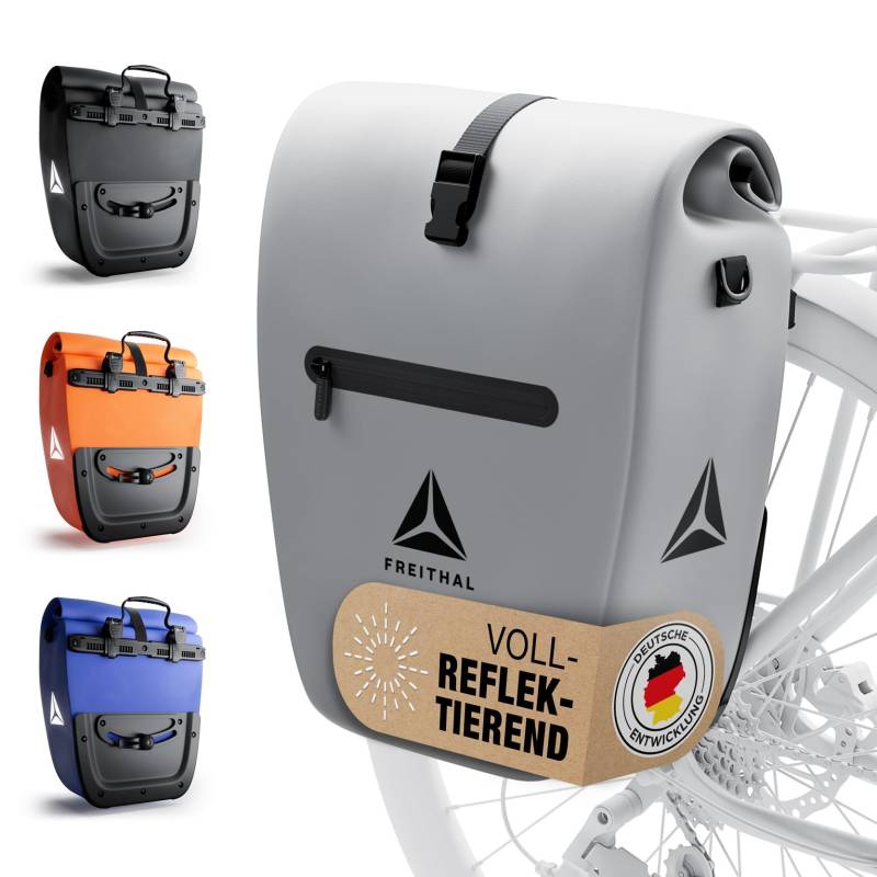 FREITHAL - Vollreflektierende Fahrradtasche für Gepäckträger [27L] - Verwendbar als Gepäckträgertasche & Umhängetasche - 100% wasserdichte & Reflektierende Fahrradtasche Gepäckträger - Bike Bag von FREITHAL