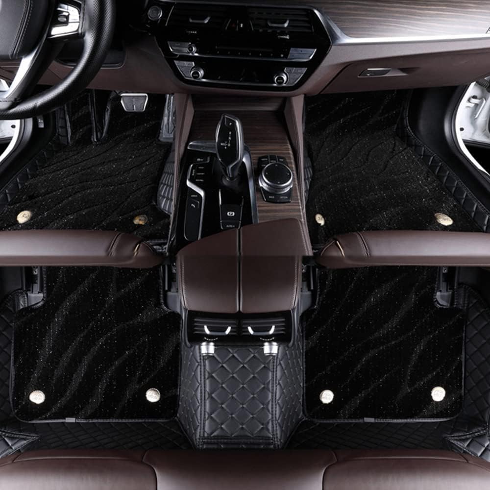 Nach Maß Doppellagige Luxus-Auto-Fußmatte für Benz ML-Class AMG W166 2013 2014 2015, Wildlederteppich + Nappaleder Allwetter wasserdichte und rutschfeste Fussmatten,3.Black von FRVRET