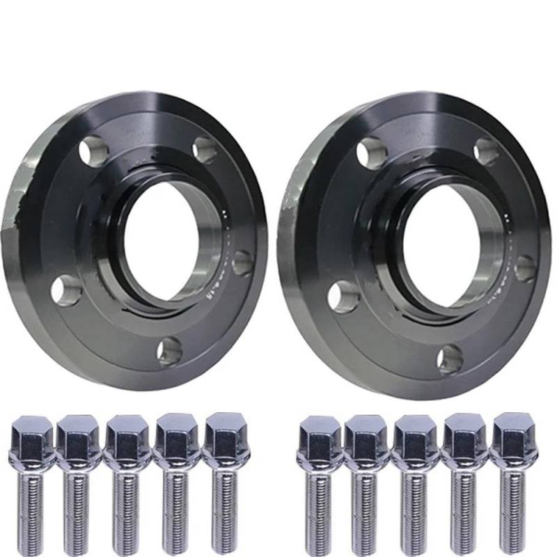 Auto Distanzscheiben Spurverbreiterungen 2 Stück Für Geschmiedet Aluminium Legierung Spurverbreiterungen 5x112 CB 66,6mm Felgen Adapter(20mm-Black) von FRVVPL