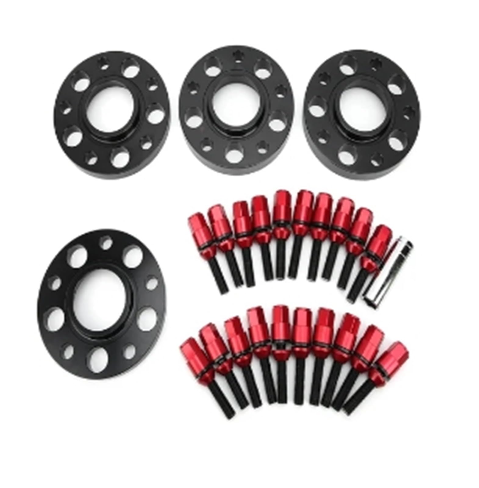 Auto Distanzscheiben Spurverbreiterungen 4 STÜCKE Spurverbreiterungen 66,6mm 5x112 Versetzt (2) 15 MM & (2) 20 MM Hub Centric Spacer W/Radschrauben M12x1.5 Für Benz(Rot) von FRVVPL