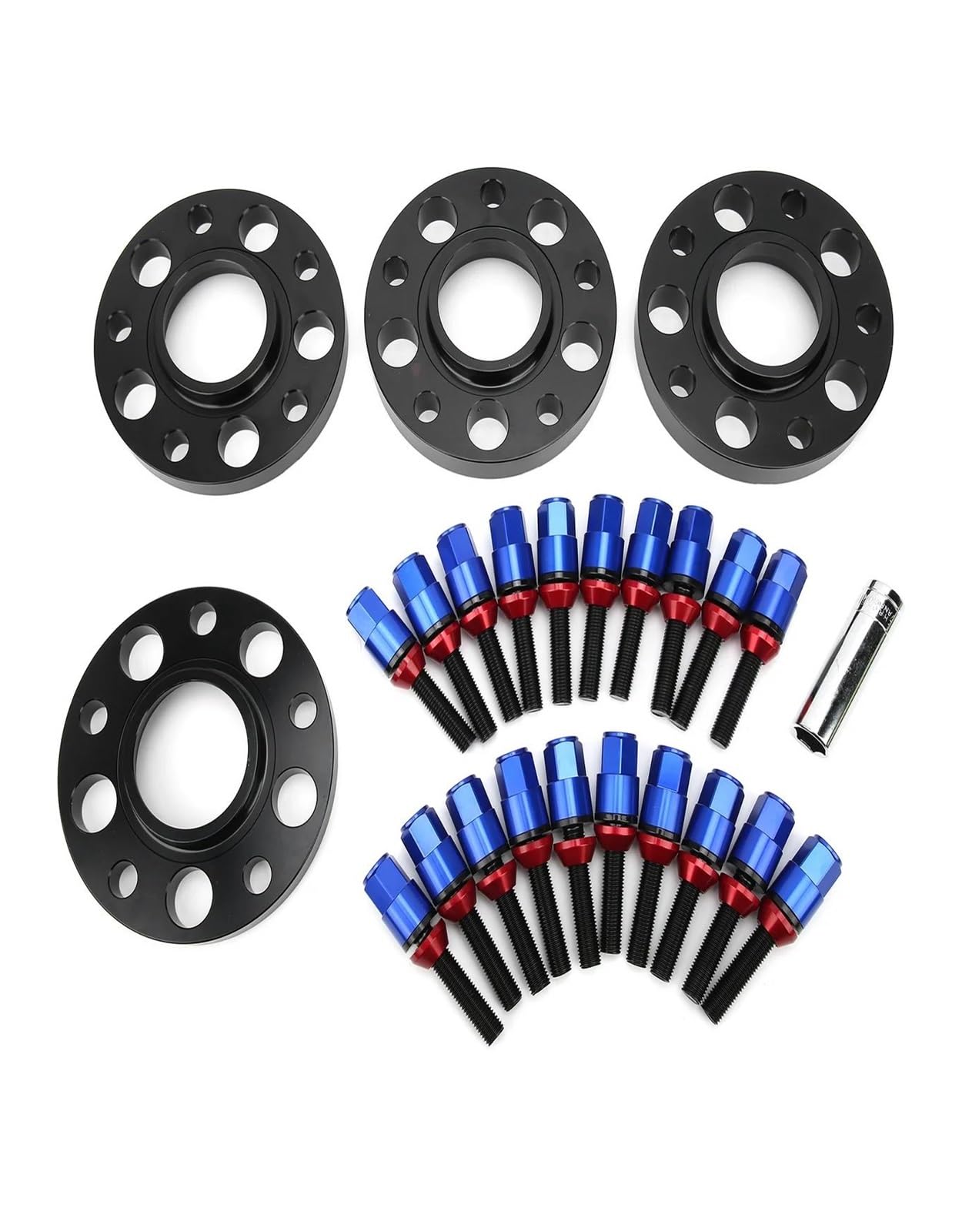 Auto Distanzscheiben Spurverbreiterungen Für Benz 4 STK Spurverbreiterungen 66,6mm 5x112 Versetzt (2) 15 MM & (2) 20 MM Hub Centric Spacer W/Radschrauben M12x1.5(Blau) von FRVVPL