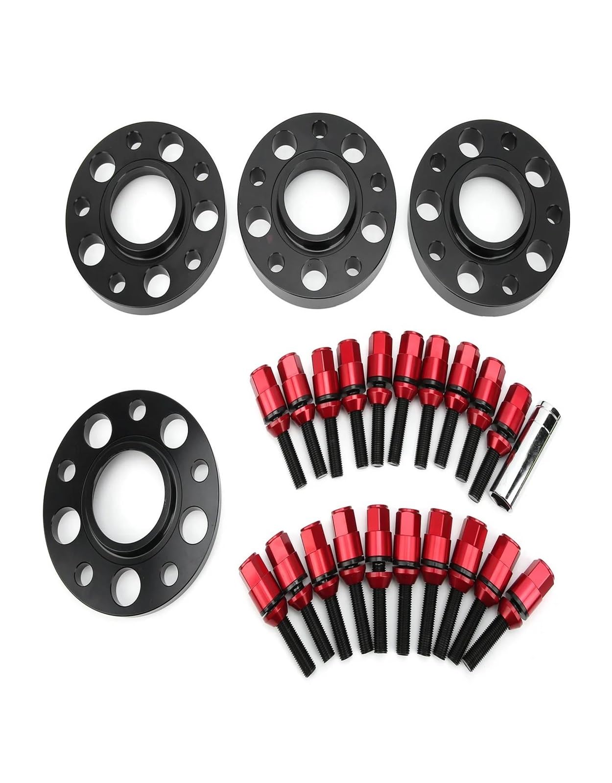 Auto Distanzscheiben Spurverbreiterungen Für Benz 4 STK Spurverbreiterungen 66,6mm 5x112 Versetzt (2) 15 MM & (2) 20 MM Hub Centric Spacer W/Radschrauben M12x1.5(Rot) von FRVVPL