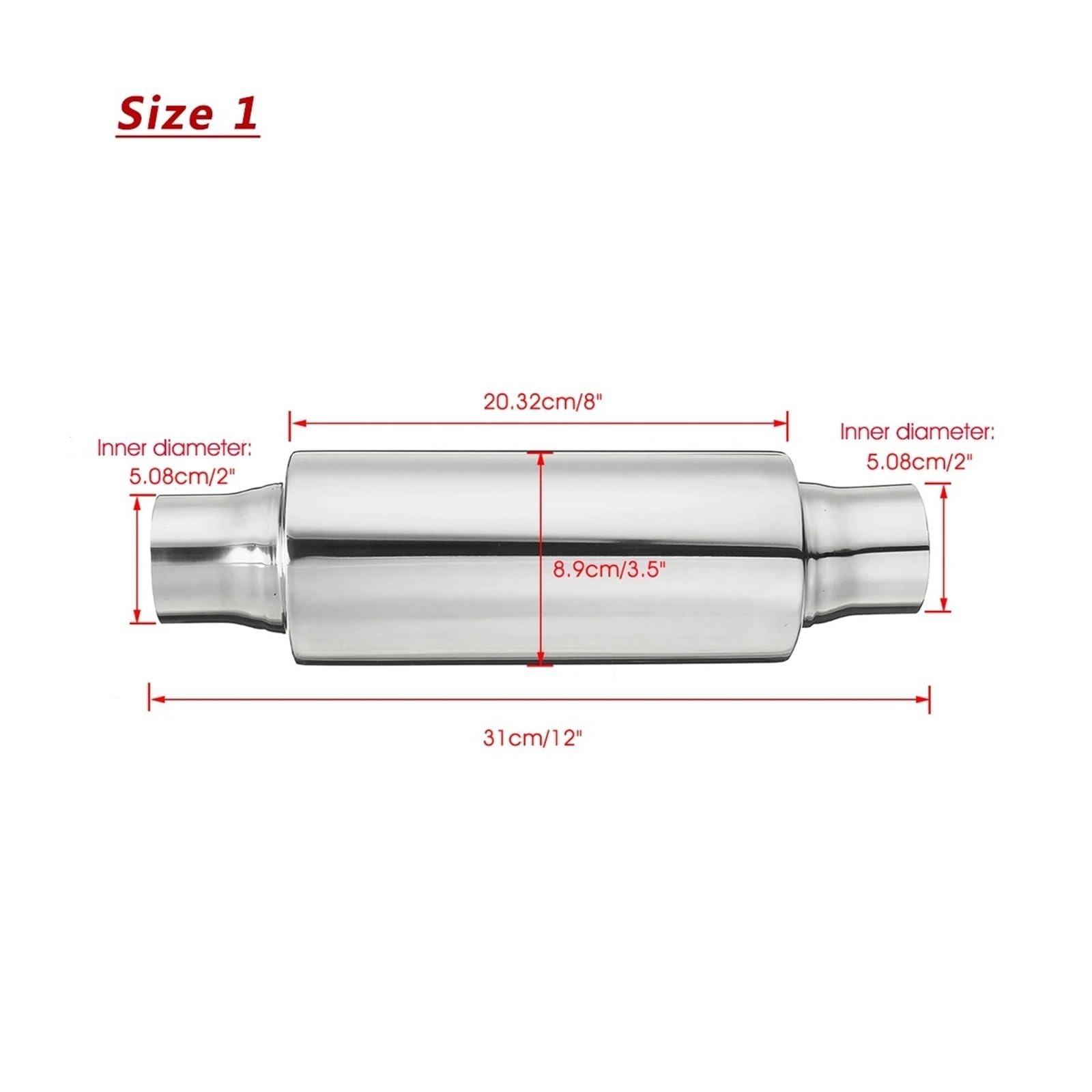 Auto-Endrohre 2 "/225"/25 "/3" Edelstahl Auspuff Resonator Endrohr Schalldämpfer Auto Schalldämpfer Rohr Auspuff System Universal Auspuffblende(Size 1) von FRVVPL