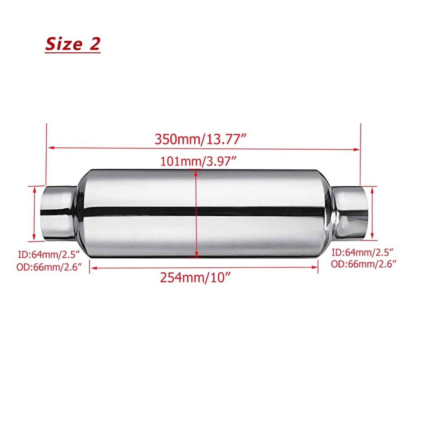 Auto-Endrohre 2 "/225"/25 "/3" Edelstahl Auspuff Resonator Endrohr Schalldämpfer Auto Schalldämpfer Rohr Auspuff System Universal Auspuffblende(Size 2) von FRVVPL