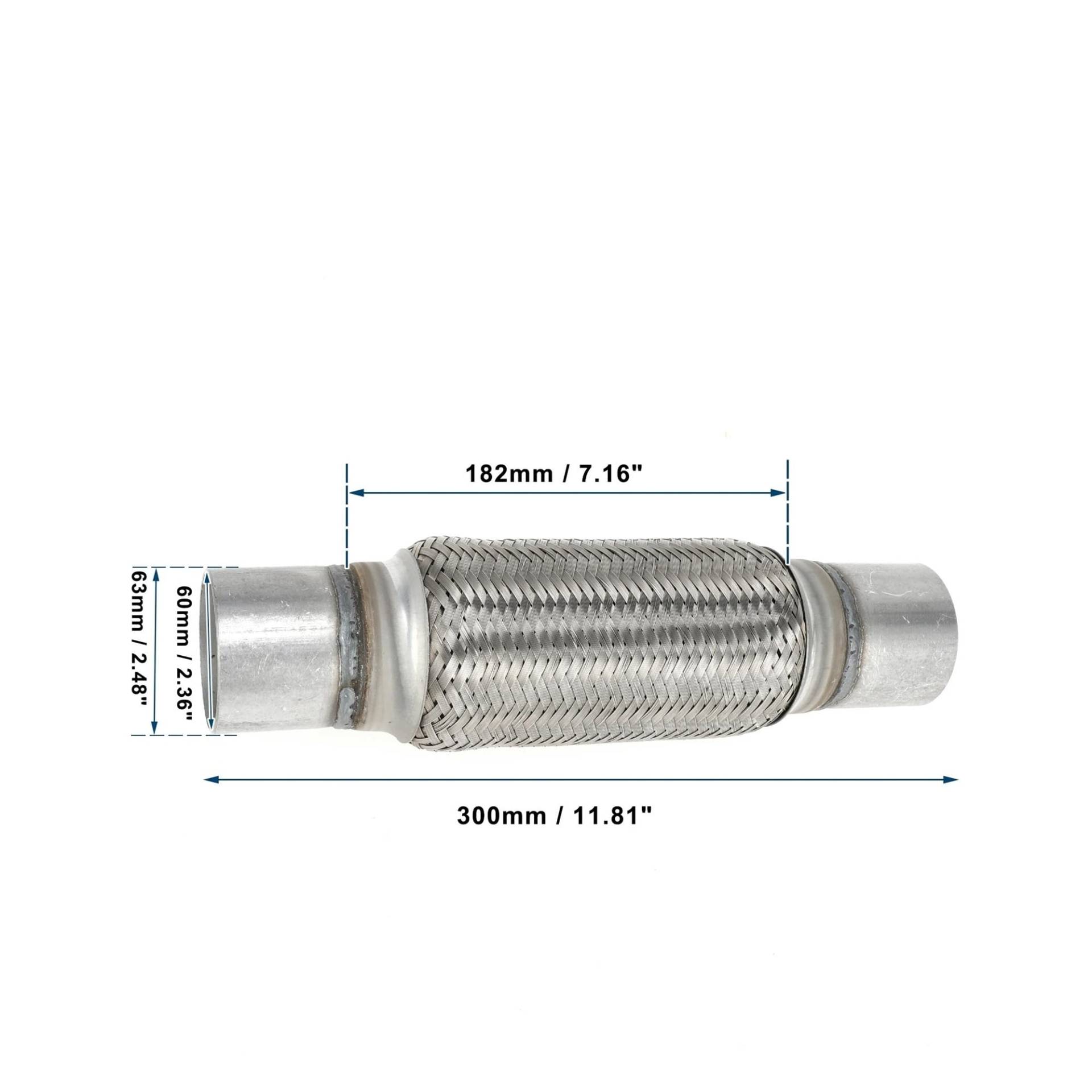 Auto-Endrohre 45/50/60mm ID 48/53/60/65mm OD Auspuff Flexrohr Auto Flexible Geflochtene Auspuffrohr Universal Flexible Rohr Schläuche Auspuffblende(60x63x300mm) von FRVVPL