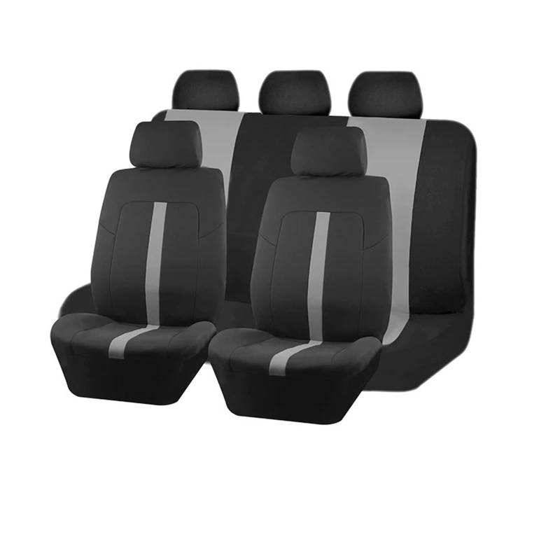 Autositzbezüge 2/5/7 Sitzbezüge Fürs Auto Universalgröße Sportliches Design Polyester Autositzbezüge Für Die Meisten Autos SUV LKW Van Auto Schonbezüge(A 5 Seat Gray) von FRVVPL