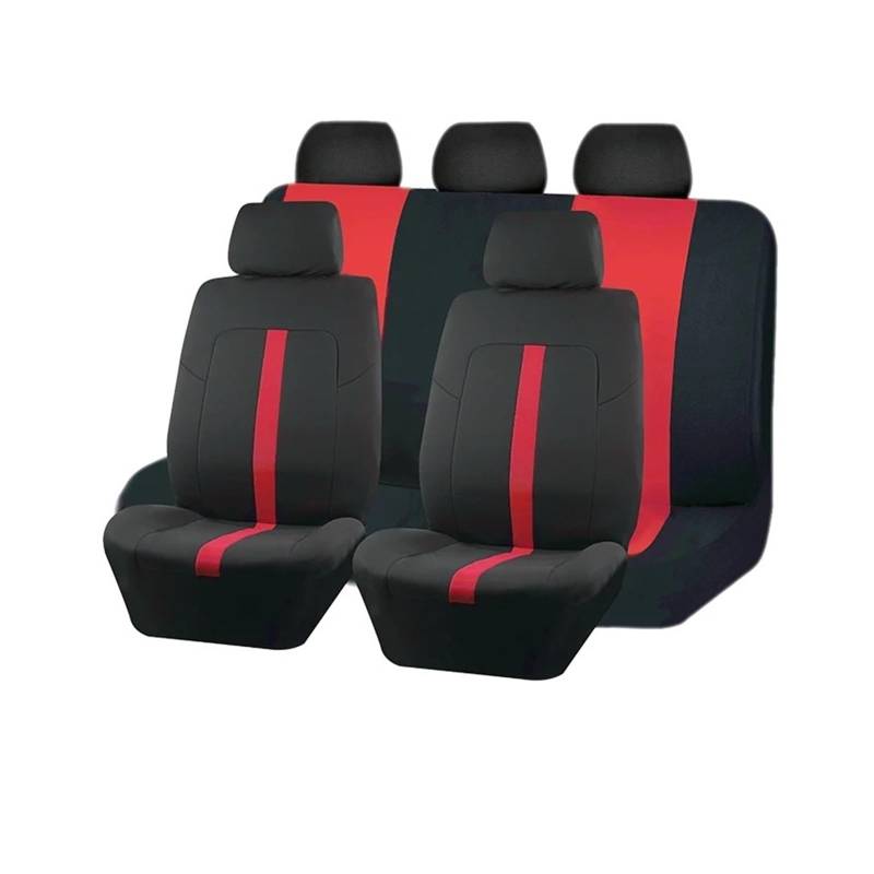 Autositzbezüge 2/5/7 Sitzbezüge Fürs Auto Universalgröße Sportliches Design Polyester Autositzbezüge Für Die Meisten Autos SUV LKW Van Auto Schonbezüge(A 5 Seat Red) von FRVVPL