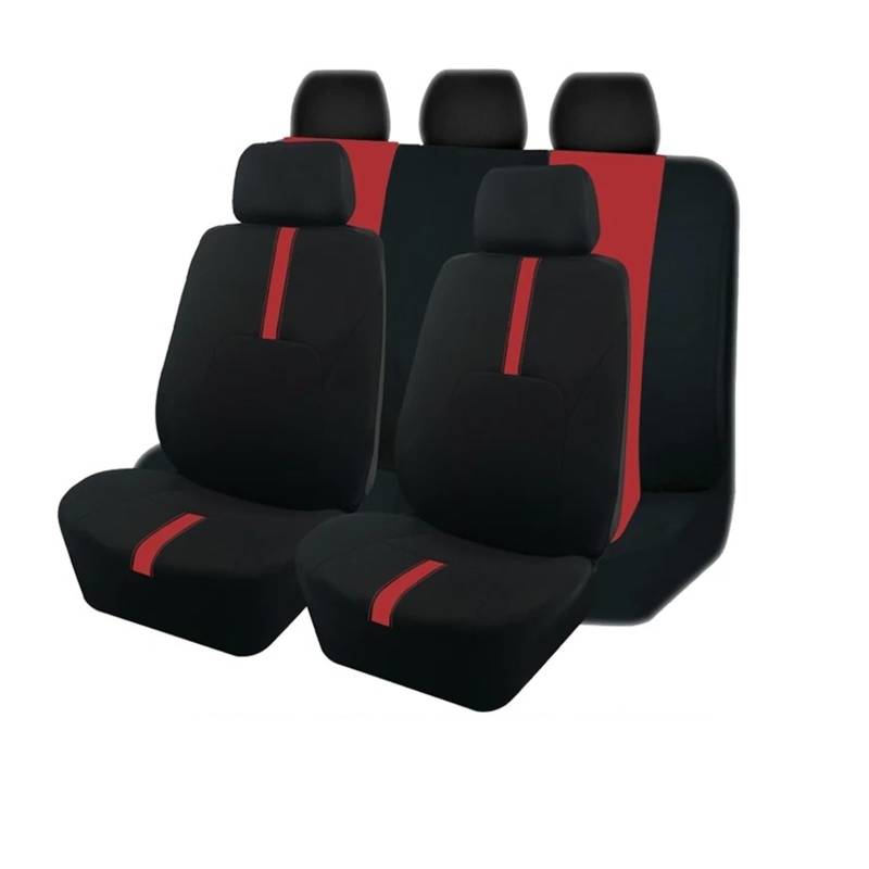 Autositzbezüge 2/5/7 Sitzbezüge Fürs Auto Universalgröße Sportliches Design Polyester Autositzbezüge Für Die Meisten Autos SUV LKW Van Auto Schonbezüge(B 5 Seat Red) von FRVVPL