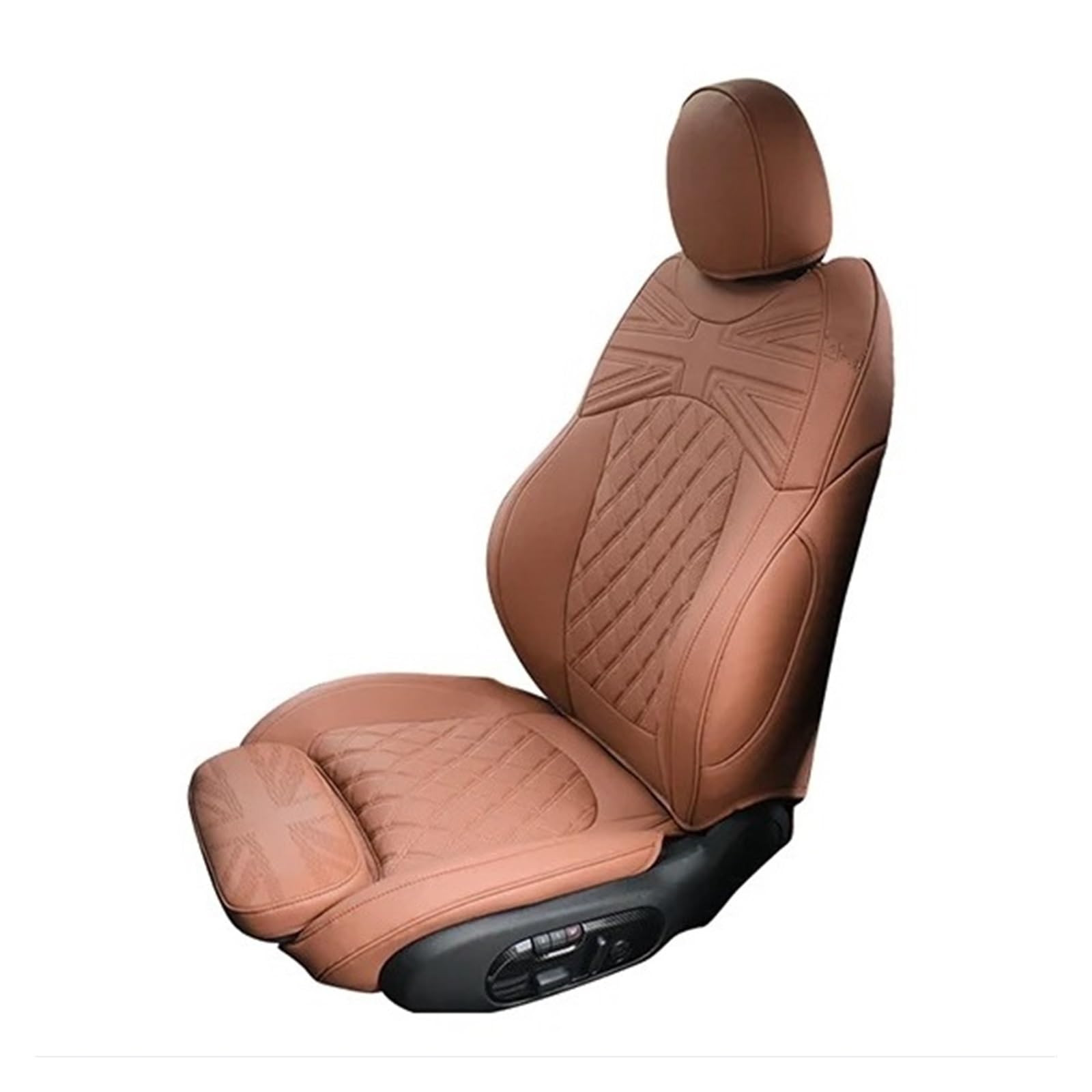 Autositzbezüge Autositzbezug Alle Bezüge Schutzkissenpolster Leder Autositzbezug Für Mini Für Cooper R56 R55 F54 F55 F56 F60 Ohne Knopf Auto Schonbezüge(Dark Brown,Front 2 Seats_R56) von FRVVPL