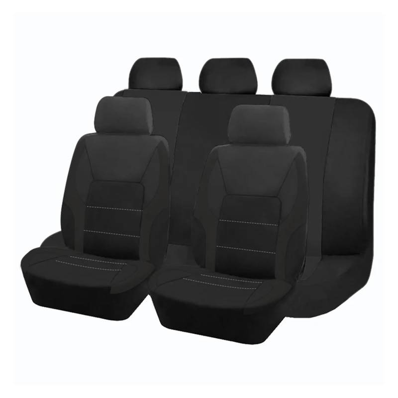 Autositzbezüge Autositzschutz Sport Universal Polyester Autositzbezug Set Für Die Meisten Autos Auto Schonbezüge(TypeB Black 5 Seat) von FRVVPL