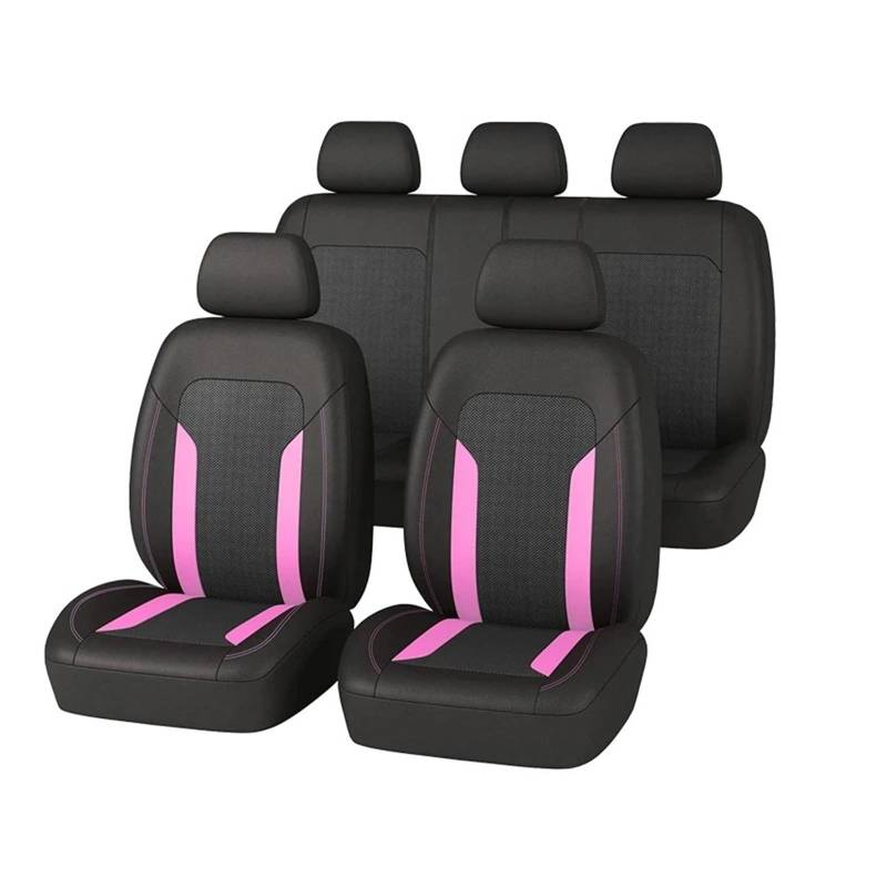 Autositzbezüge Autositzschutz Universal Netz Autositzbezug-Set Für Die Meisten Autos SUV LKW Van Mit Reißverschluss Airbag-kompatibel Auto Schonbezüge(Pink 5 seat Set) von FRVVPL