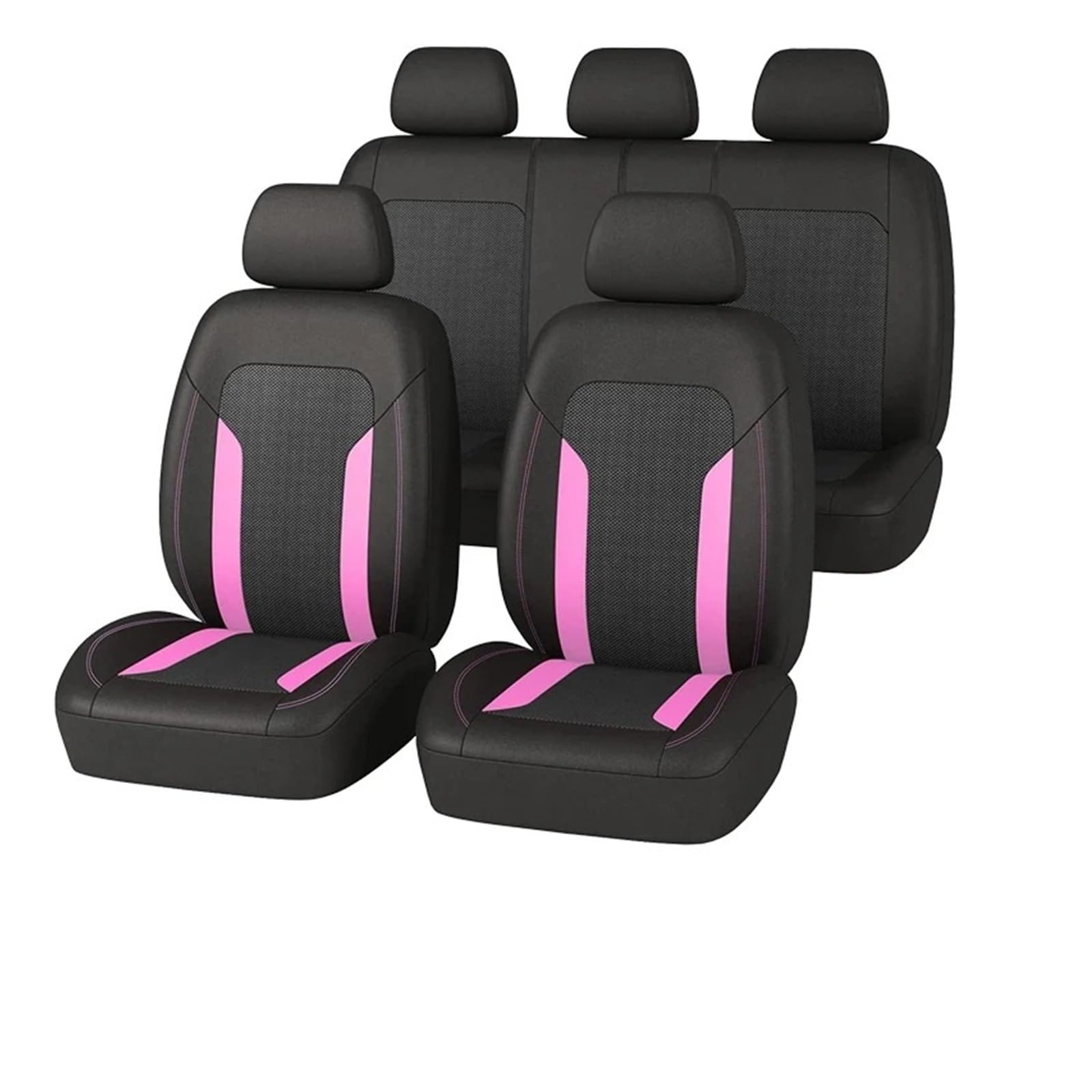 Autositzbezüge Autositzschutz Universal Netz Autositzbezug-Set Für Die Meisten Autos SUV LKW Van Mit Reißverschluss Airbag-kompatibel Auto Schonbezüge(Pink 5 seat Set) von FRVVPL