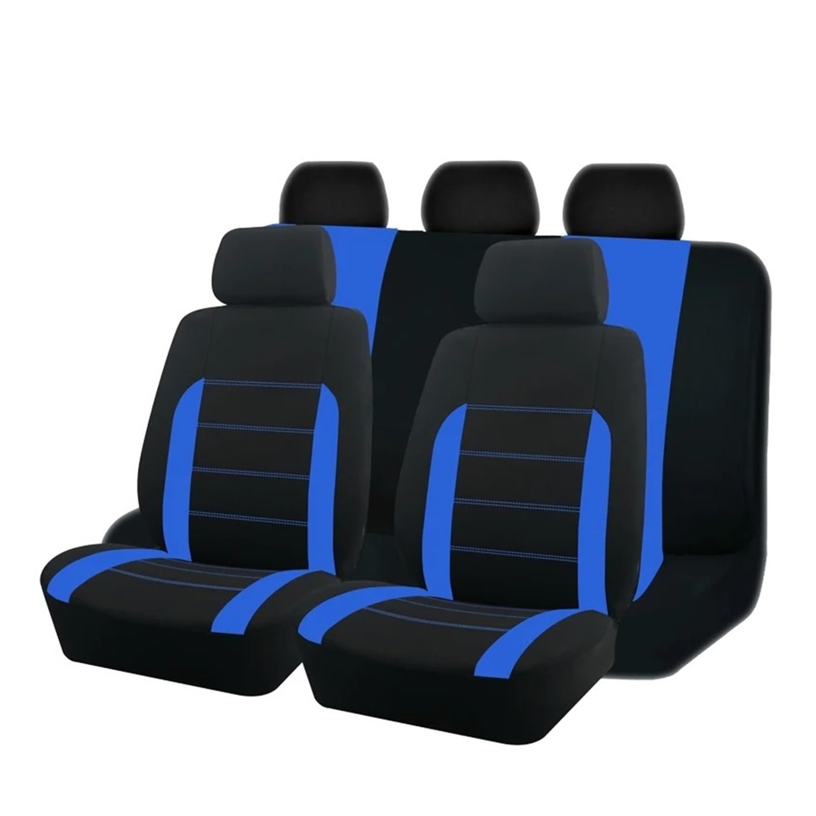 Autositzbezüge Sport Universal Polyester Autositzbezug-Set Für Die Meisten Autos Unifarbener Stoff Zweifarbig Autositzschutz Auto Schonbezüge(TypeC Blue 5 seat) von FRVVPL