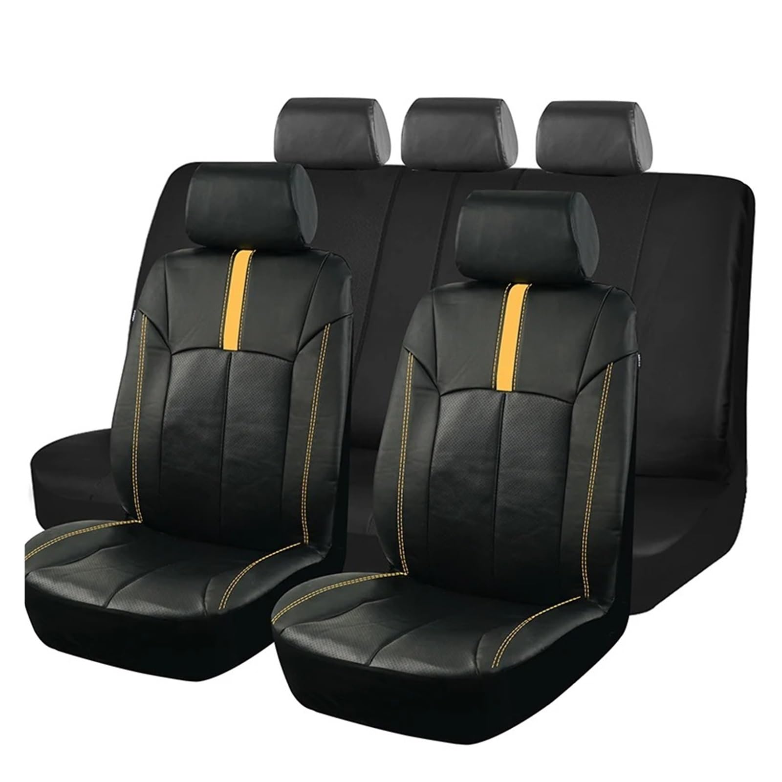 Autositzbezüge Sportlich Racing Universal Leder Autositzbezüge Set Für Die Meisten Autos SUV LKW Autozubehör Innenausstattung Auto Schonbezüge(Full Set Yellow) von FRVVPL