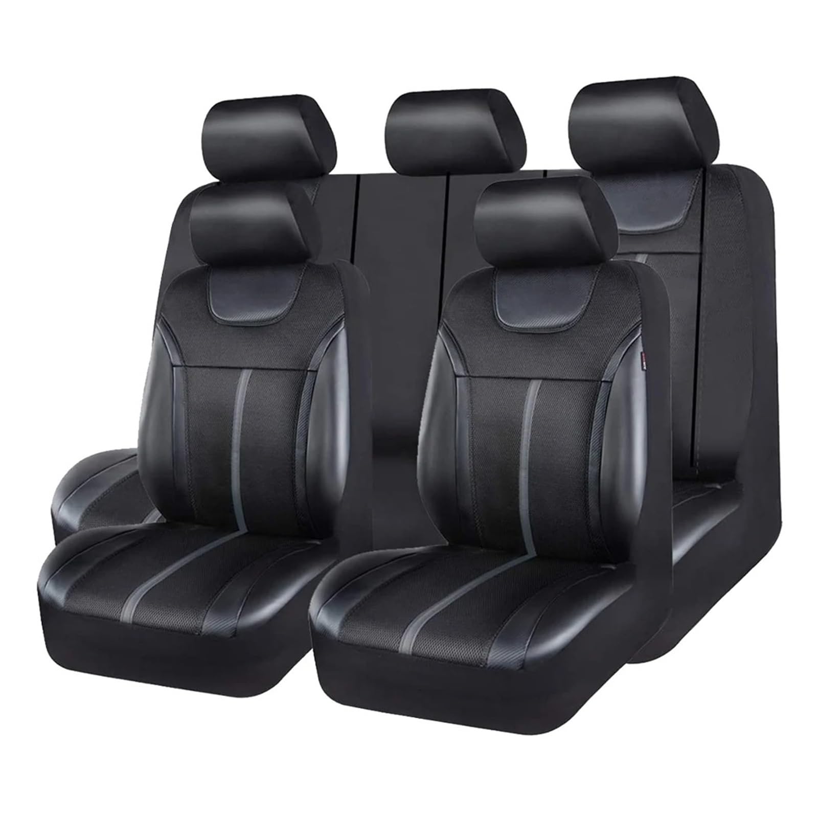 Autositzbezüge Universal Leder Und Mesh Stoff Auto Sitzbezüge Leder Set Für Die Meisten Auto SUV LKW Van Auto Zubehör Innen Auto Schonbezüge(5 seat) von FRVVPL