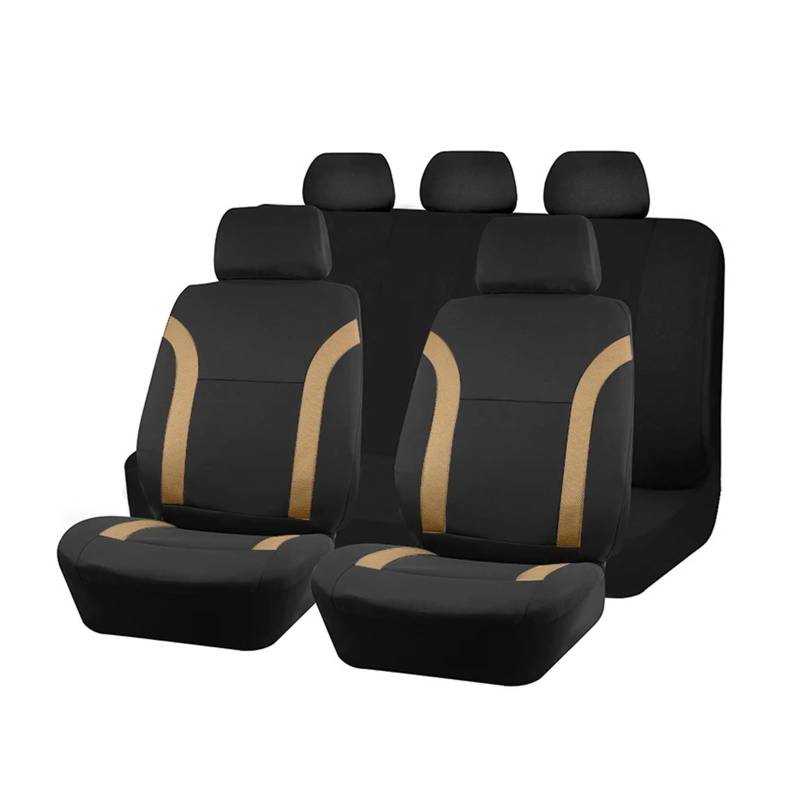 Autositzbezüge Universell Atmungsaktive Sitzbezüge Autos Spleißen Von Air-Mesh-Gewebe Mit Polyestergewebe Für Die Meisten Fahrzeuge Geländewagen Interieur Accessoires Auto Schonbezüge(Beige 5 seat) von FRVVPL