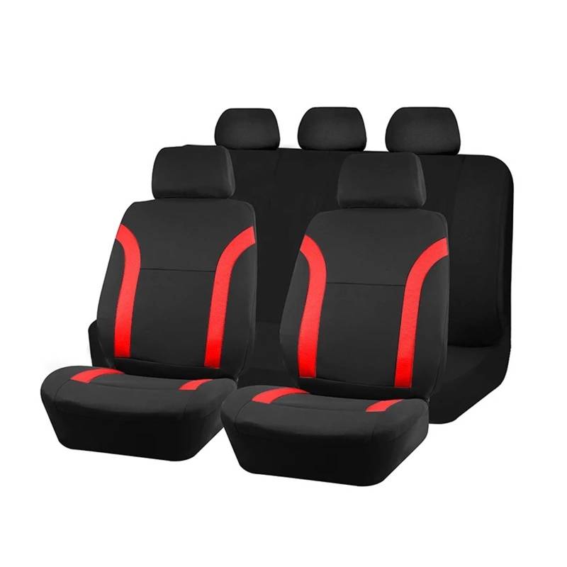 Autositzbezüge Universell Atmungsaktive Sitzbezüge Autos Spleißen Von Air-Mesh-Gewebe Mit Polyestergewebe Für Die Meisten Fahrzeuge Geländewagen Interieur Accessoires Auto Schonbezüge(Red 5 seat) von FRVVPL