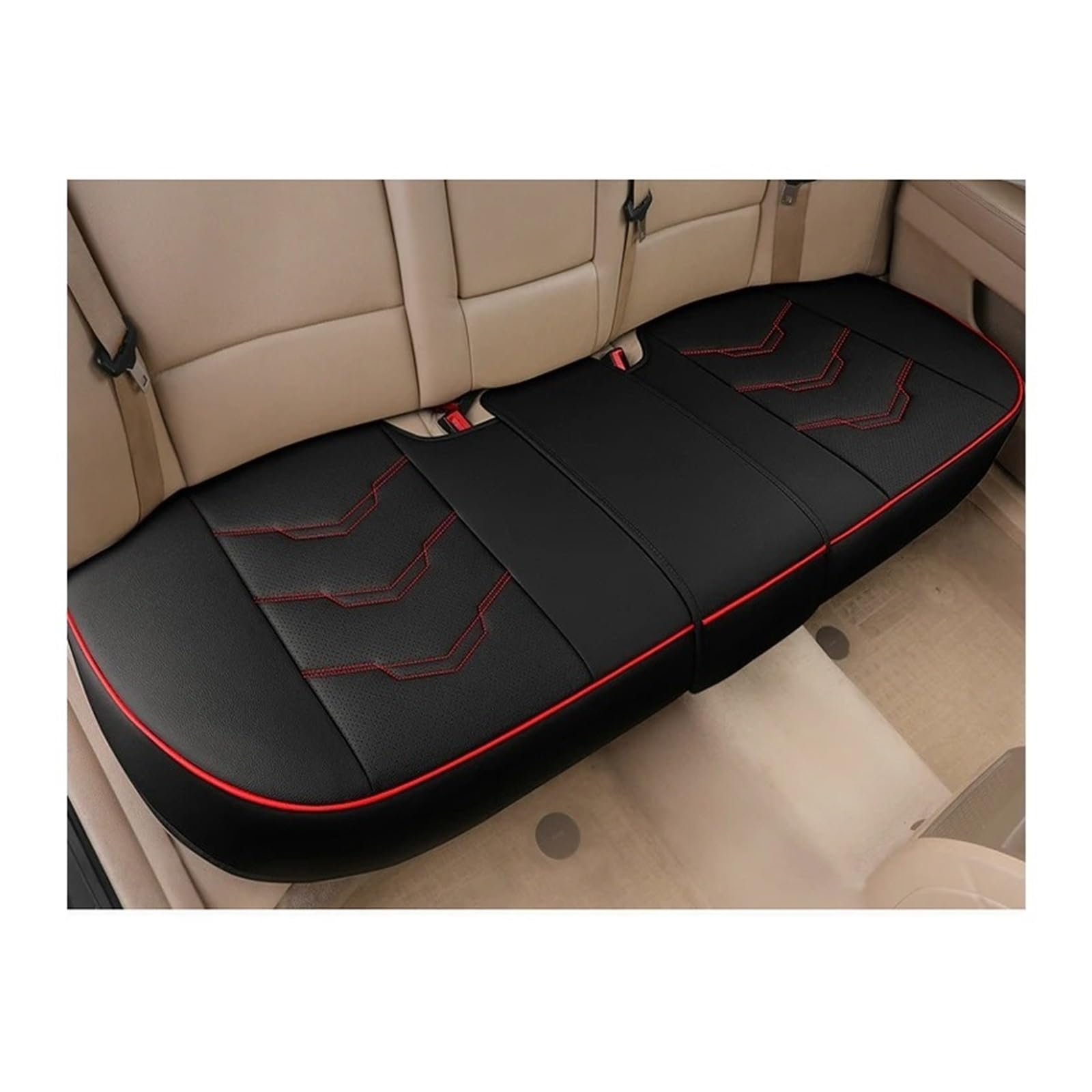 FRVVPL Autositzbezüge Autositzbezug PU-Leder Sitzkissenbezüge Universal Auto Innensitze Schutzpolster Matte Vier Jahreszeiten Auto Schonbezüge(1piece Rear Black red) von FRVVPL