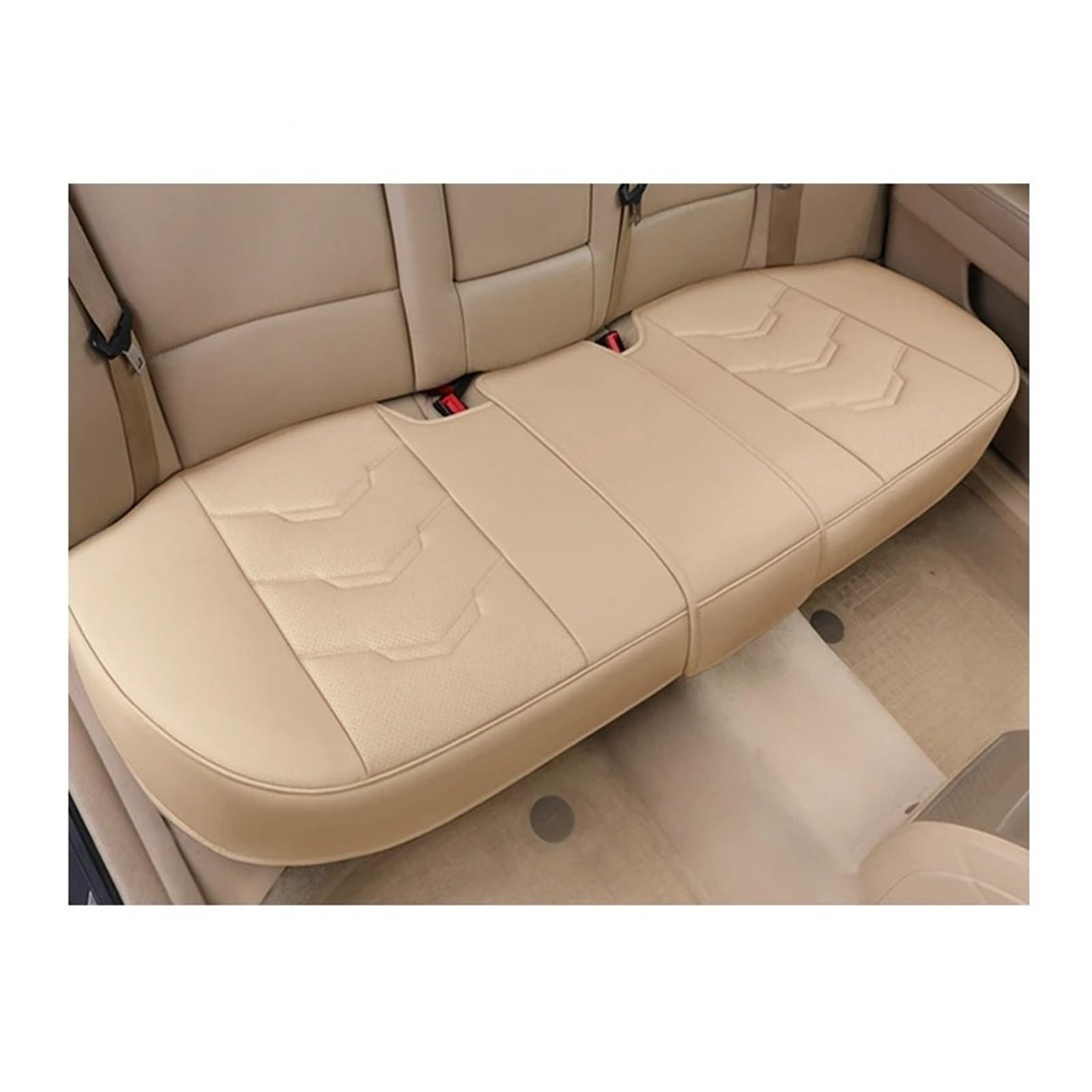 FRVVPL Autositzbezüge Autositzbezug PU-Leder Sitzkissenbezüge Universal Auto Innensitze Schutzpolster Matte Vier Jahreszeiten Auto Schonbezüge(1piece Rear beige) von FRVVPL