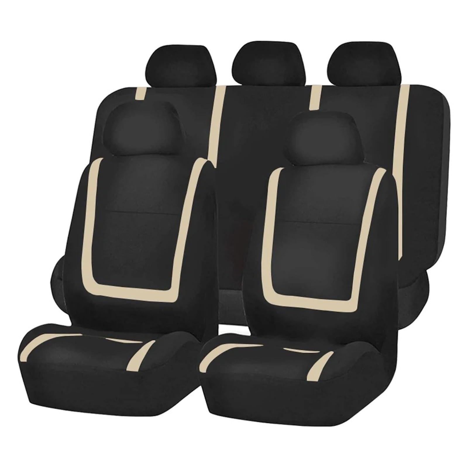 FRVVPL Autositzbezüge Autositzbezug Stoff Universal Polyester Atmungsaktiv Waschbar Für Auto LKW Van SUV Autositzschutz Auto Schonbezüge(Beige 5 Seat) von FRVVPL