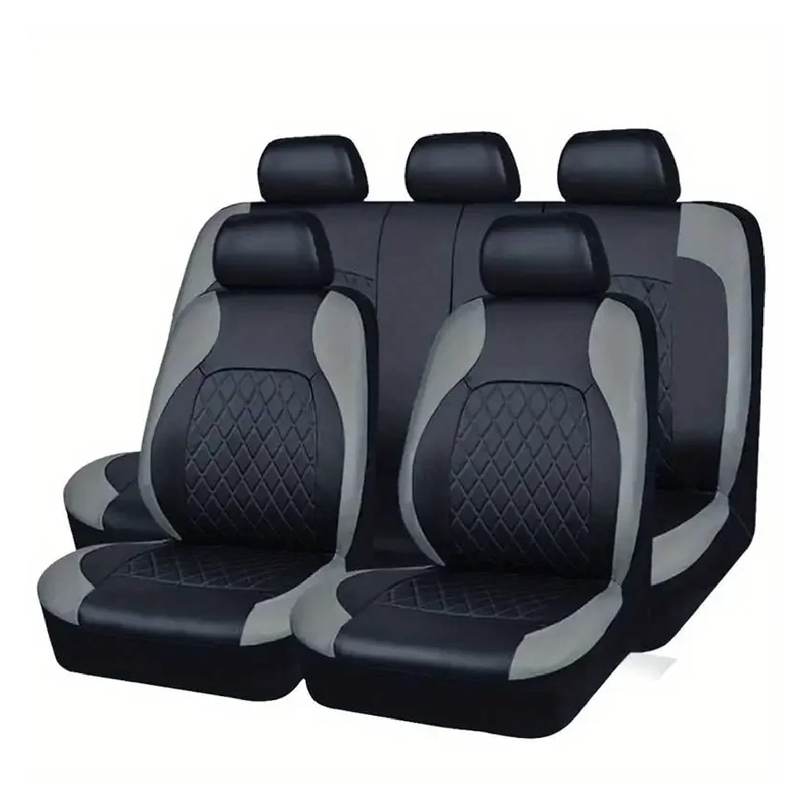 FRVVPL Autositzbezüge PU-Leder Autositzbezug-Set Vollständige Abdeckung Kratzfest Passend Für Limousine/SUV/LKW Universeller Schutz Einfache Installation Auto Schonbezüge(Grey,5 Piece) von FRVVPL