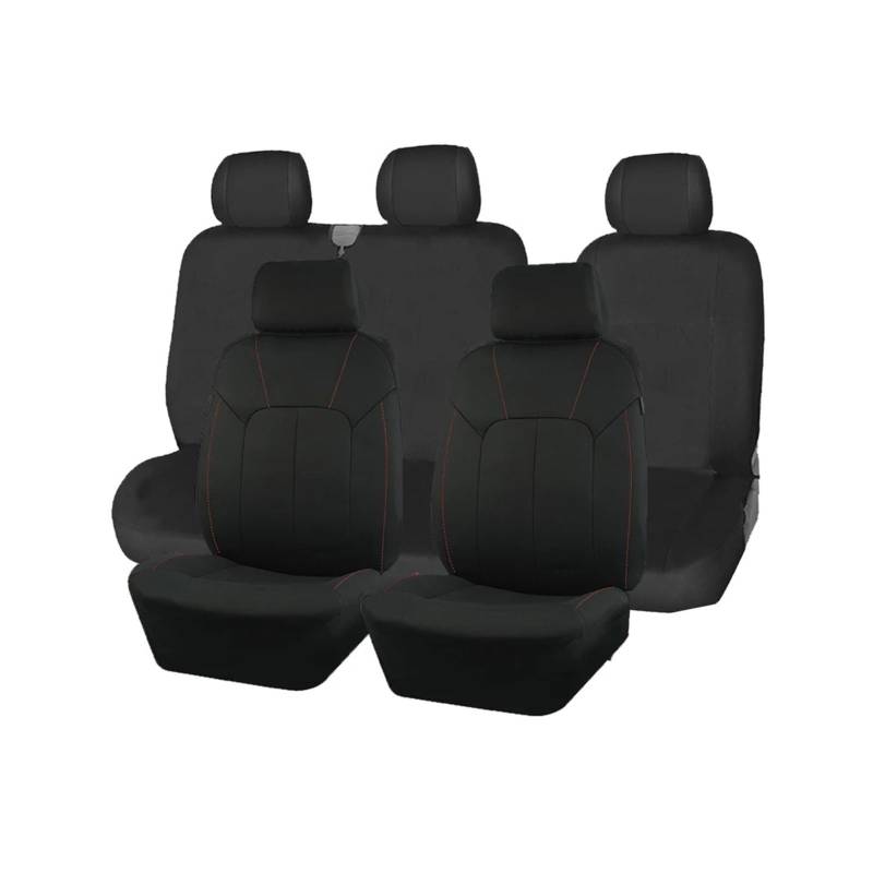 FRVVPL Autositzbezüge Schwarze Universal-Sitzbezüge Fürs Auto 2+1 Typ Split Autositzbezug Polyester Mit Airbag Kompatibel Auto Schonbezüge(Red Line) von FRVVPL