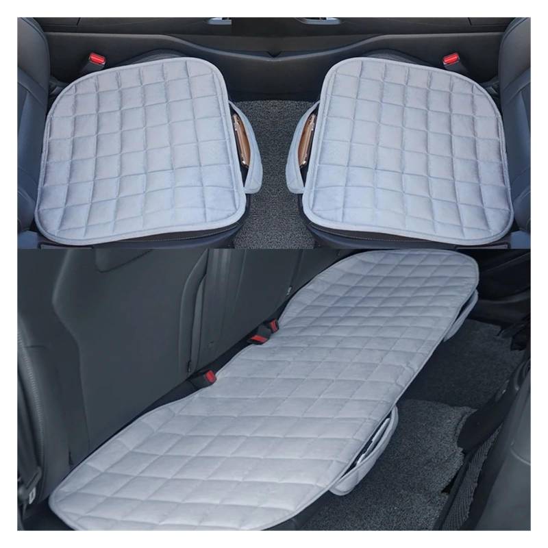 FRVVPL Autositzbezüge Universal Winter Warm Auto Sitz Abdeckung Kissen Kurze Plüsch Sitzkissen Weiche Stuhl Sitzkissen Mit Tasche Auto Schonbezüge(Gray Set) von FRVVPL