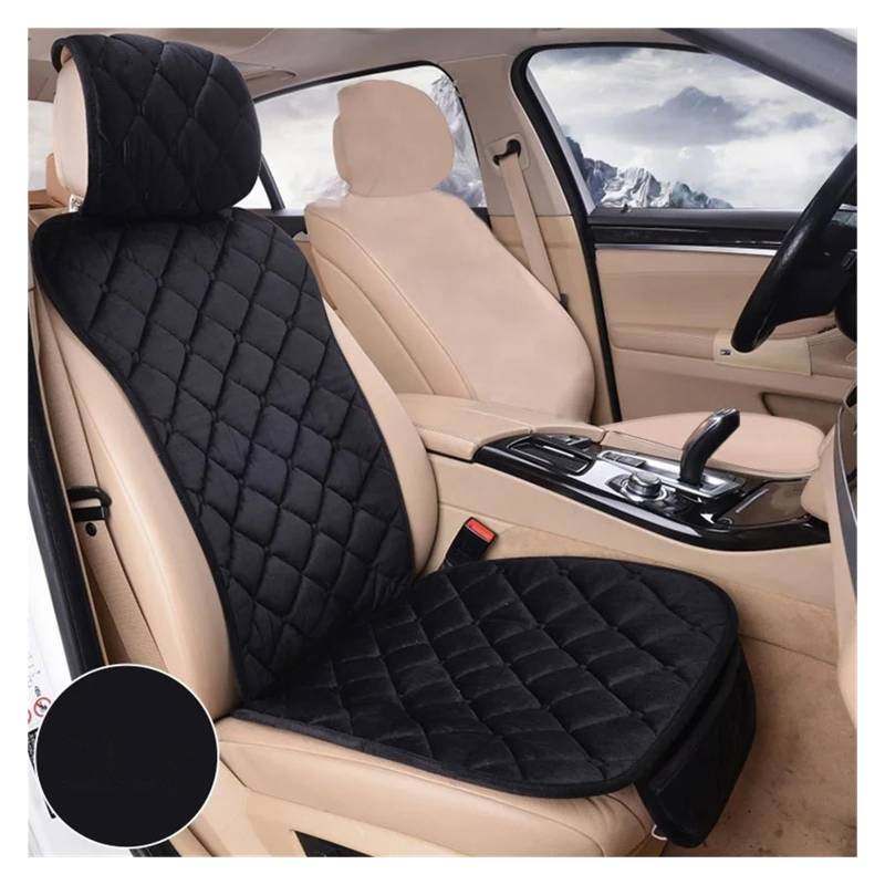 FRVVPL Autositzbezüge Winter Autositzbezug Weich Und Warm Autositzkissen Universal Plüschige Innenausstattung Schutzmatte Autositzbezug Zubehör Auto Schonbezüge(Front Black 1piece) von FRVVPL